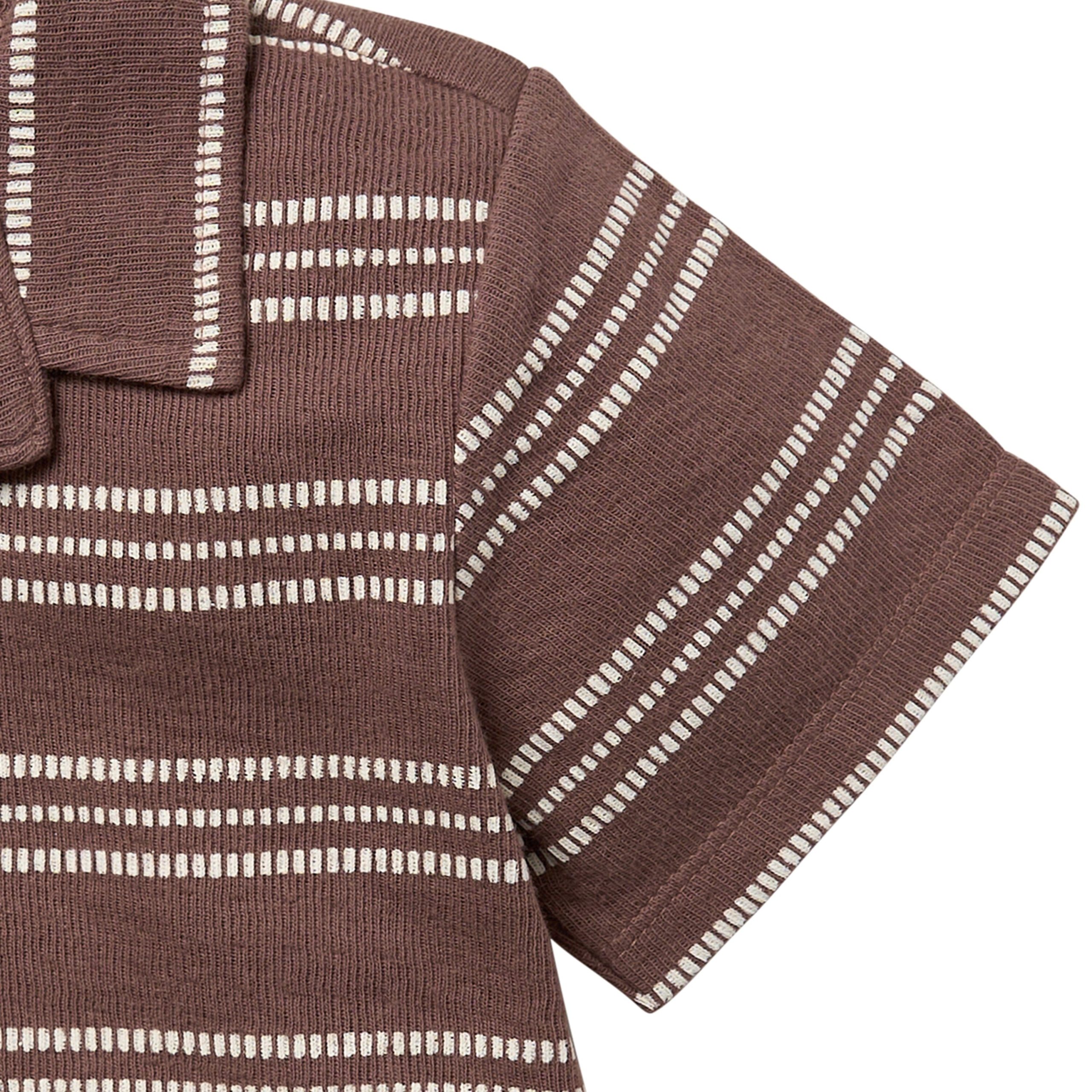 2-Piece Infant & Toddler Boys Brown Collar Top & Harem Shorts Set - Image 5