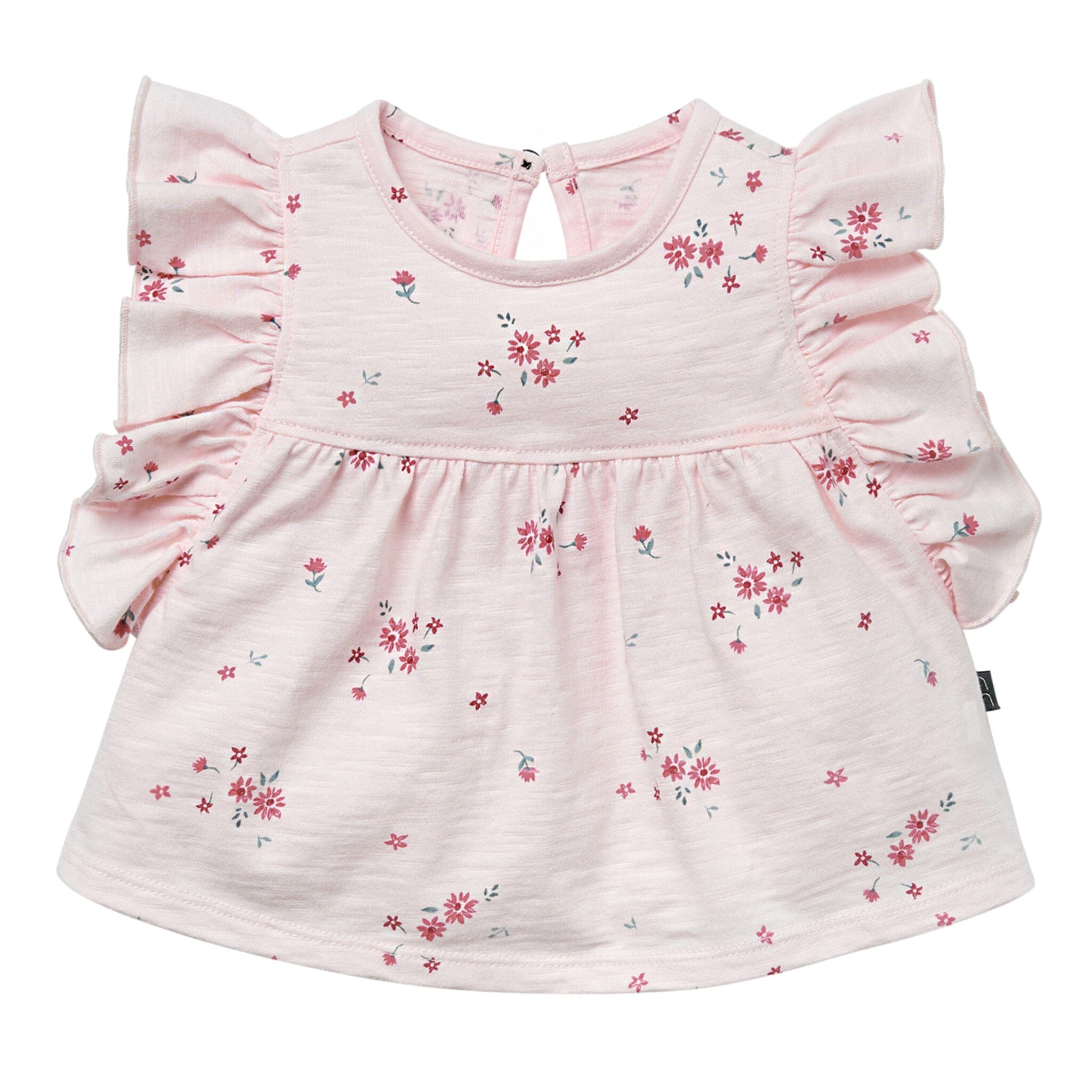 Baby Girls Light Pink Floral Ruffle Sleeve Top