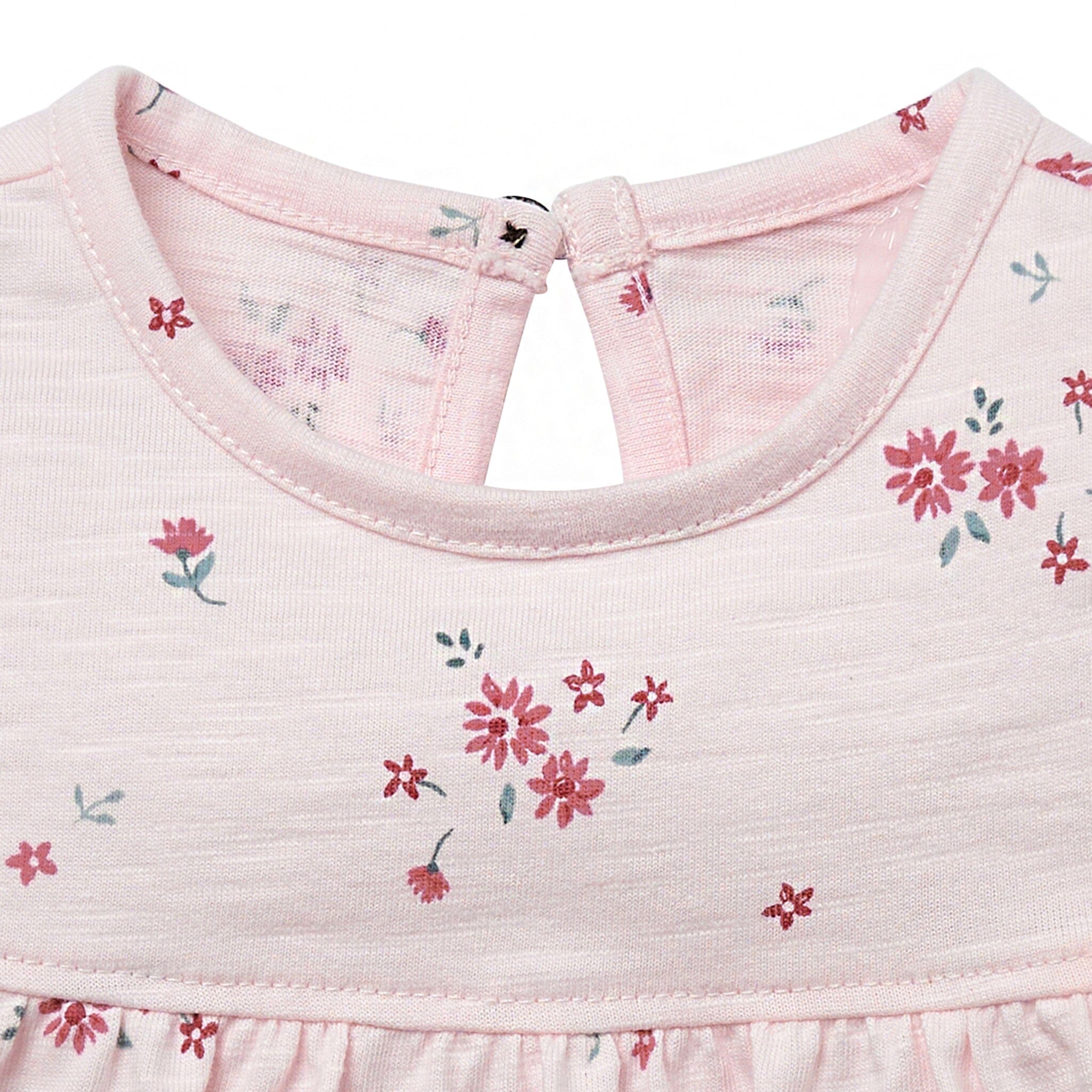 Baby Girls Light Pink Floral Ruffle Sleeve Top - Image 5