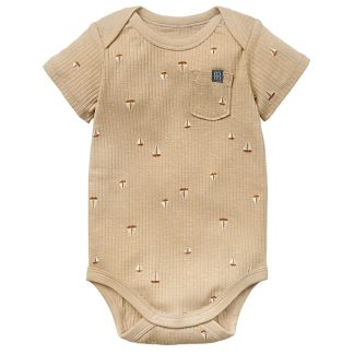 Baby Boys Tan Sail Boat Short Sleeve Bodysuit