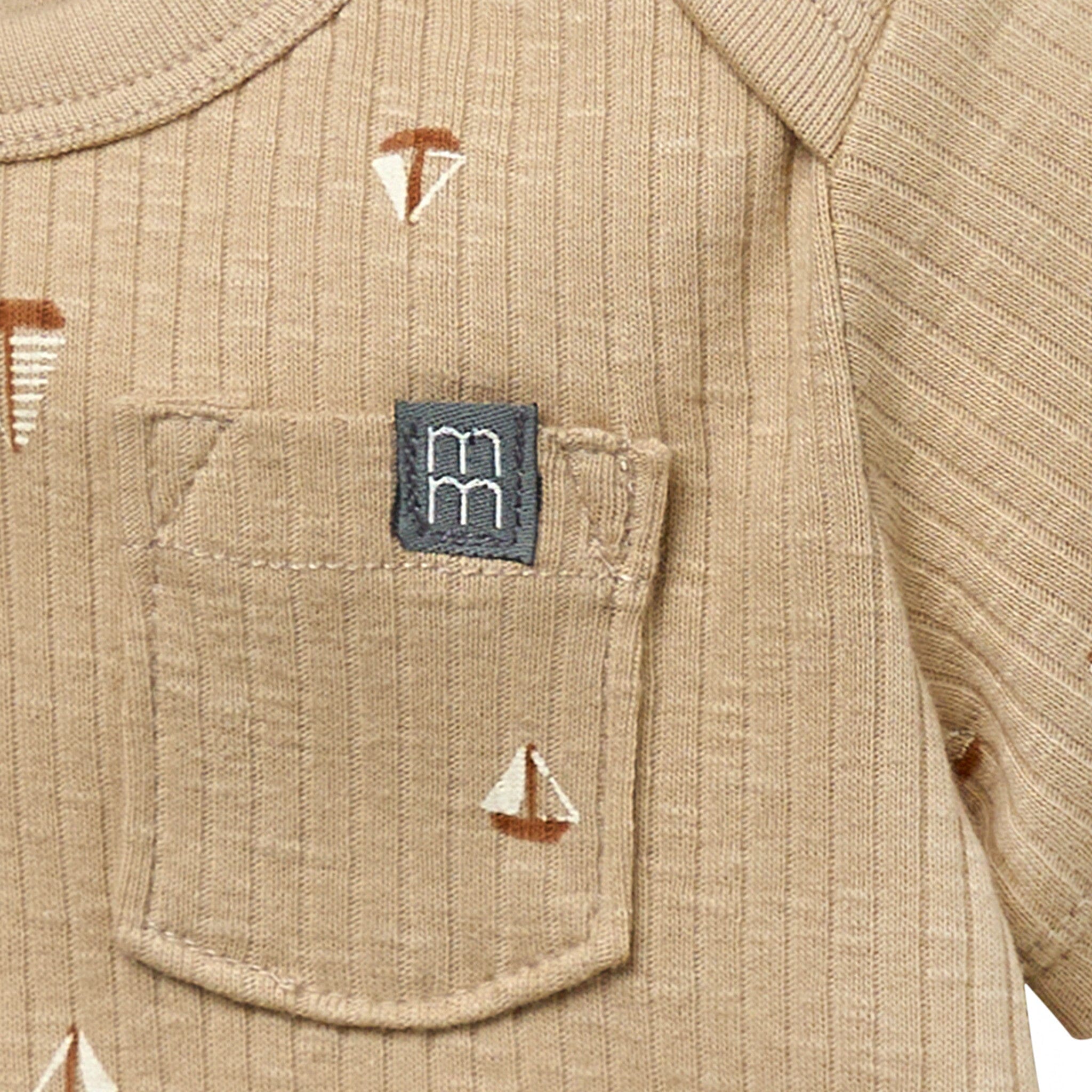 Baby Boys Tan Sail Boat Short Sleeve Bodysuit - Image 3