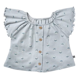 Infant & Toddler Girls Light Blue Daisy Ruffle Sleeve Top