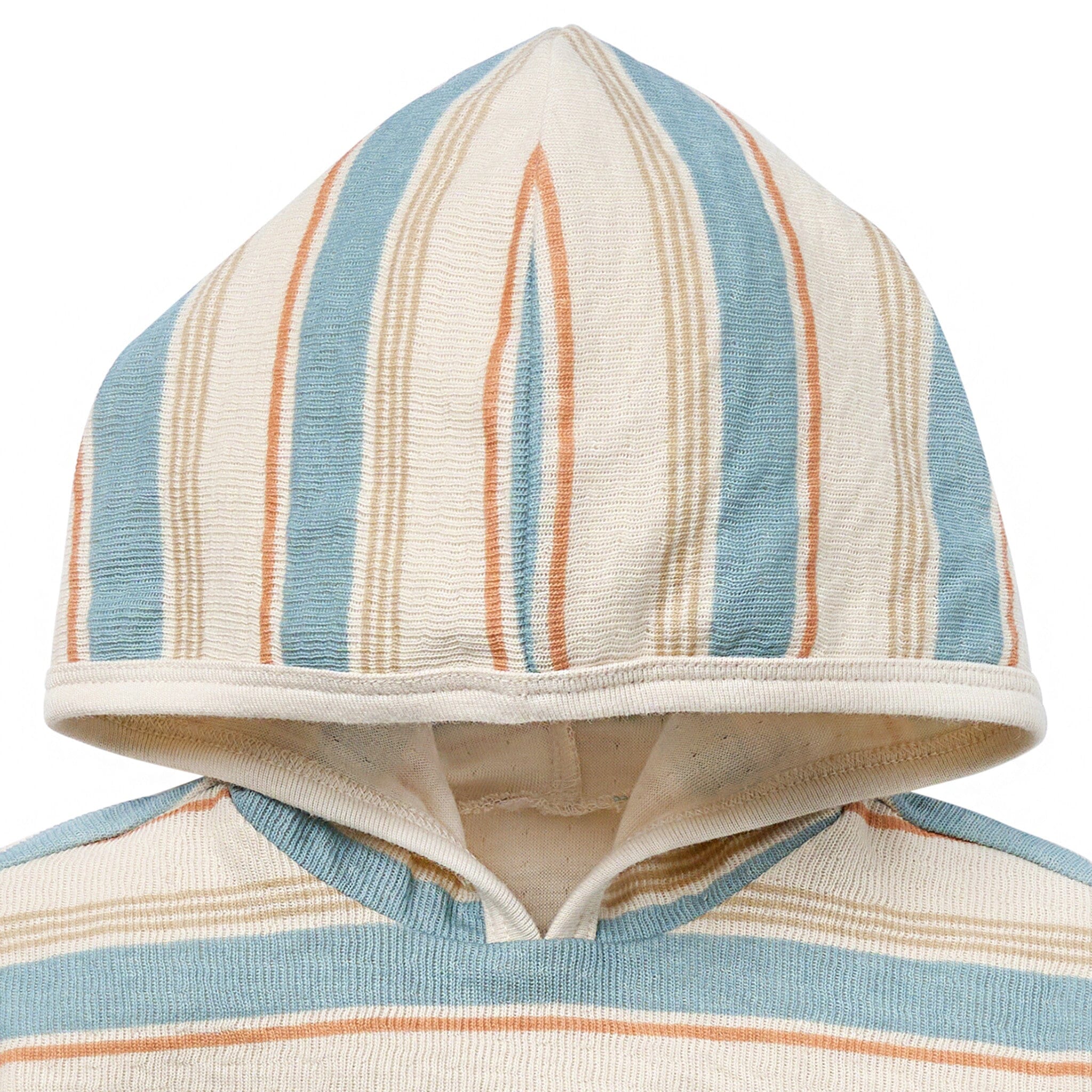 Baby Boys Beige Stripe Short Sleeve Hooded Top - Image 2