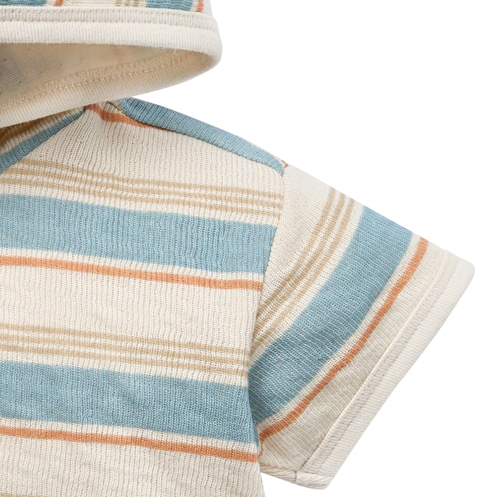 Baby Boys Beige Stripe Short Sleeve Hooded Top - Image 3