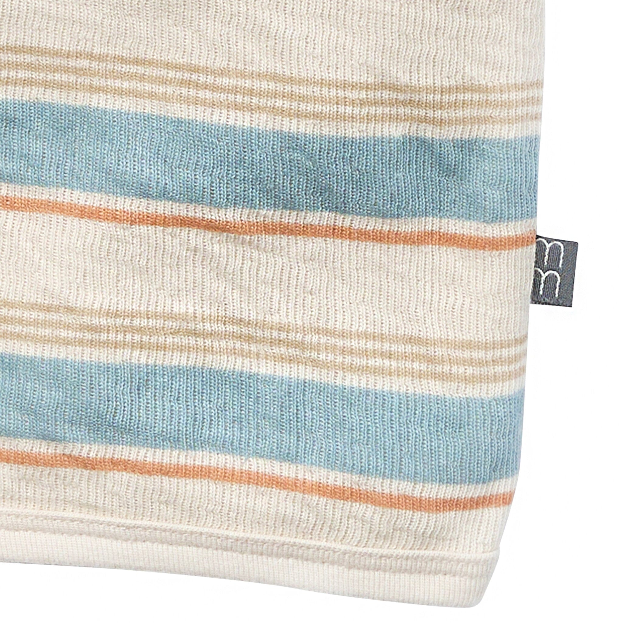 Baby Boys Beige Stripe Short Sleeve Hooded Top - Image 4