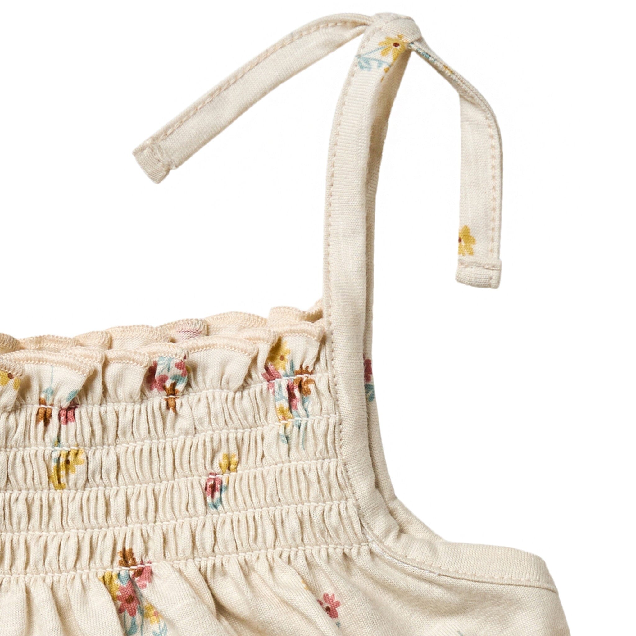 Infant & Toddler Girls Light Beige Flowers Smocked Sleeveless Top - Image 6
