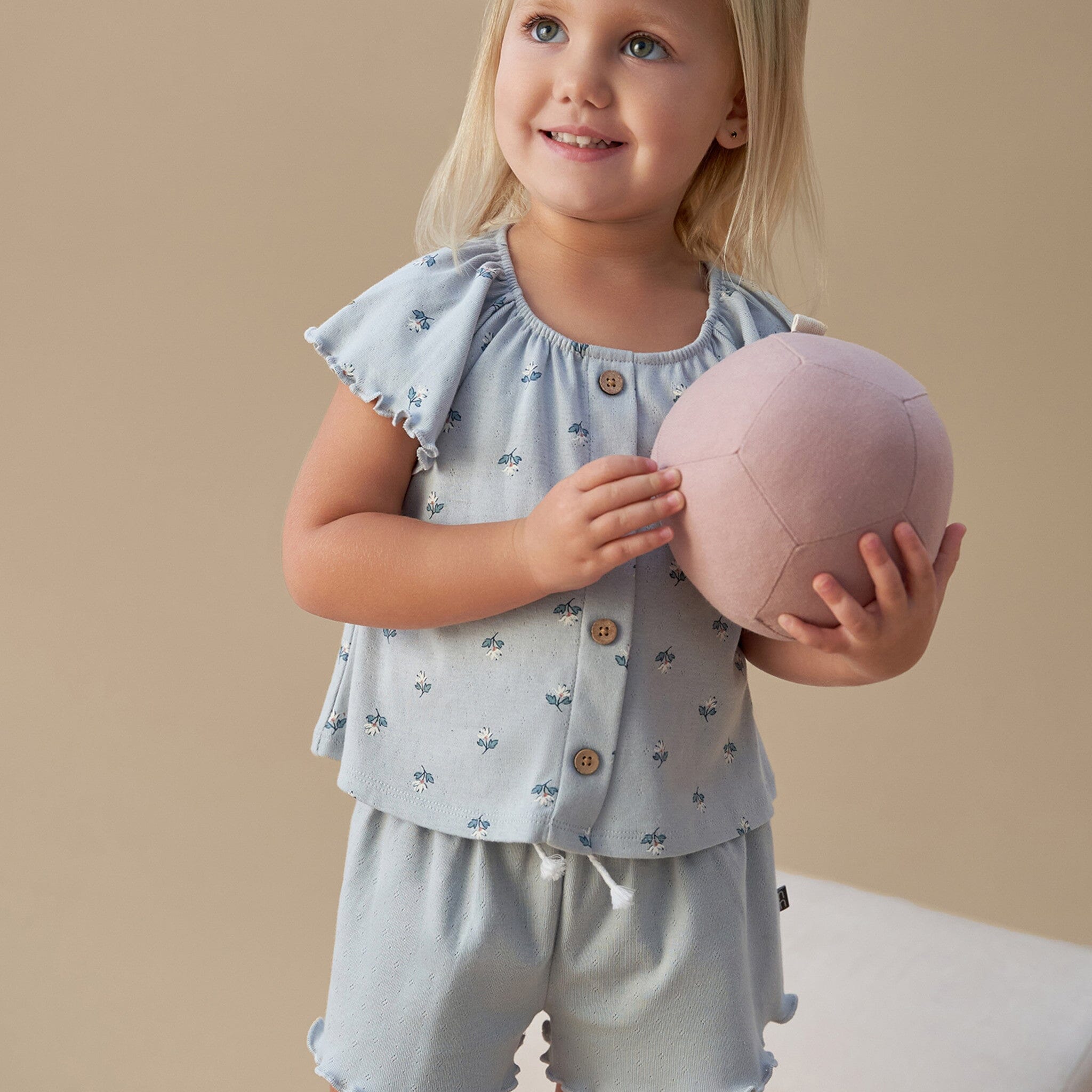 Infant & Toddler Girls Light Blue Smocked Wide Leg Shorts - Image 2