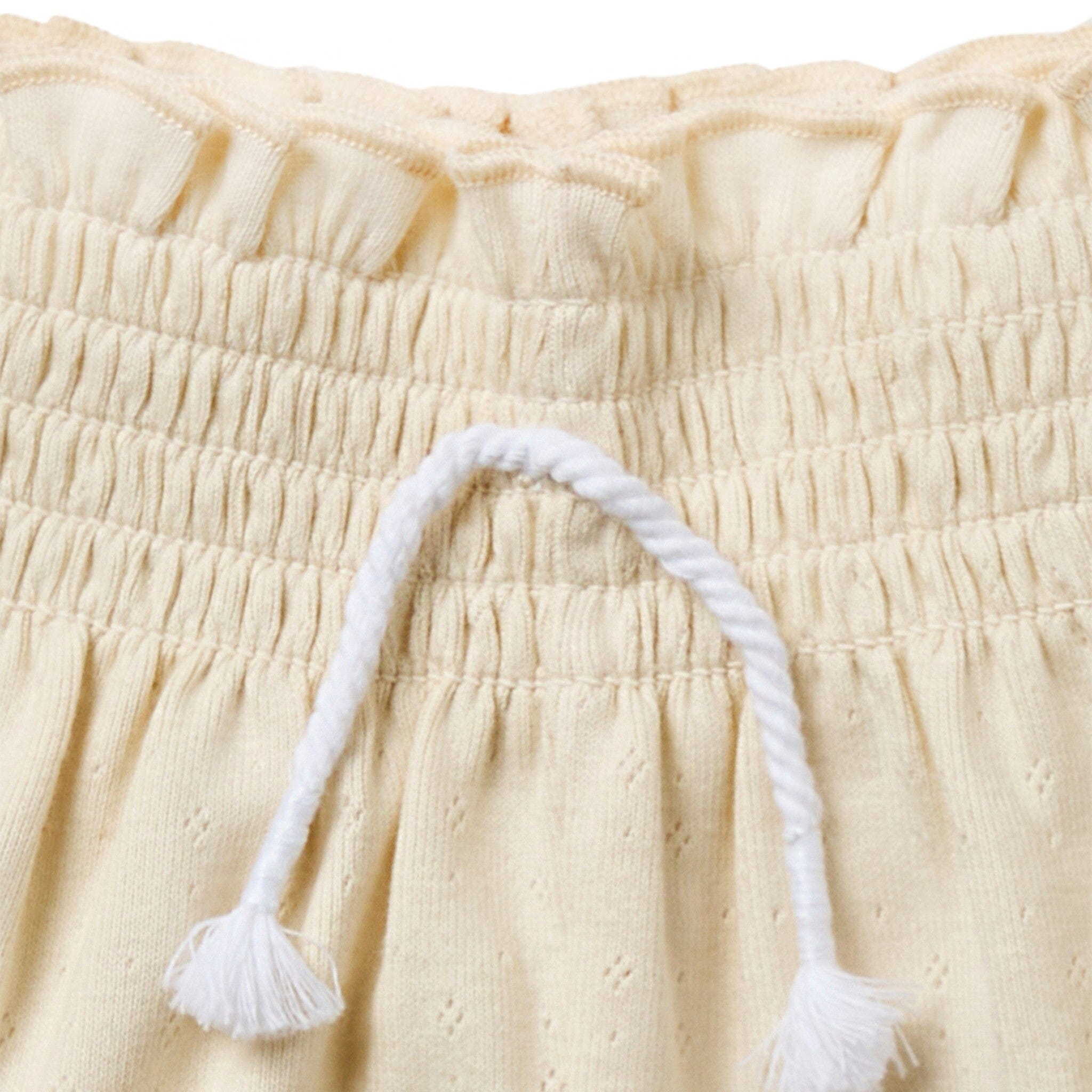 Infant & Toddler Girls Light Beige Smocked Wide Leg Shorts - Image 4
