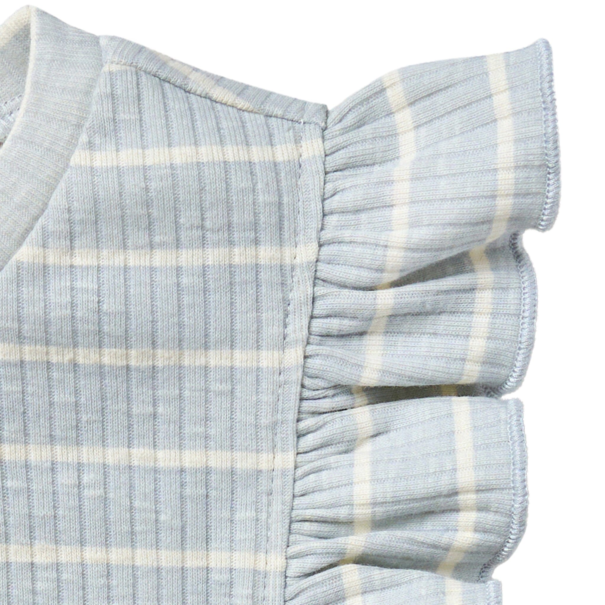 Infant & Toddler Girls Light Blue Stripe Ruffle Sleeveless Top - Image 3