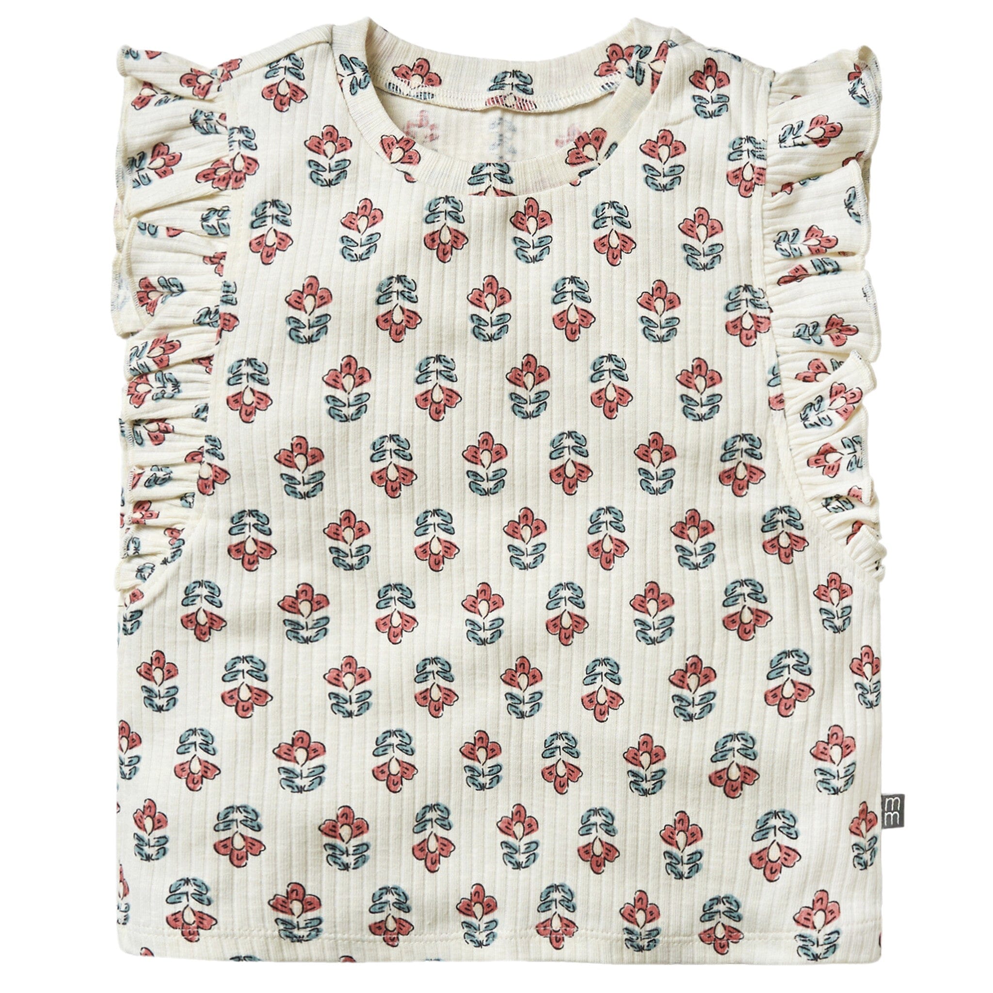 Infant & Toddler Girls Ivory Flower Ruffle Sleeveless Top
