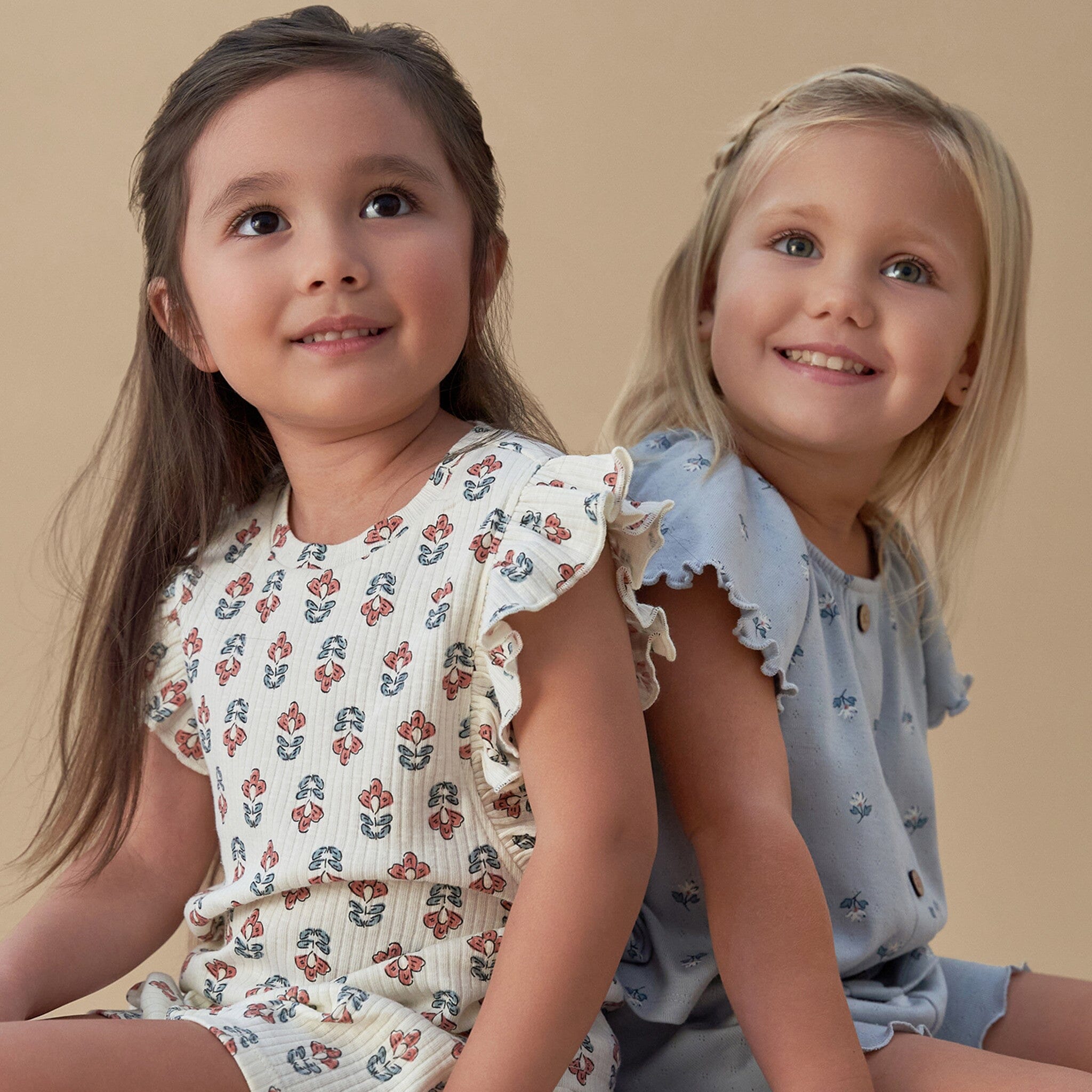 Infant & Toddler Girls Ivory Flower Ruffle Sleeveless Top - Image 3