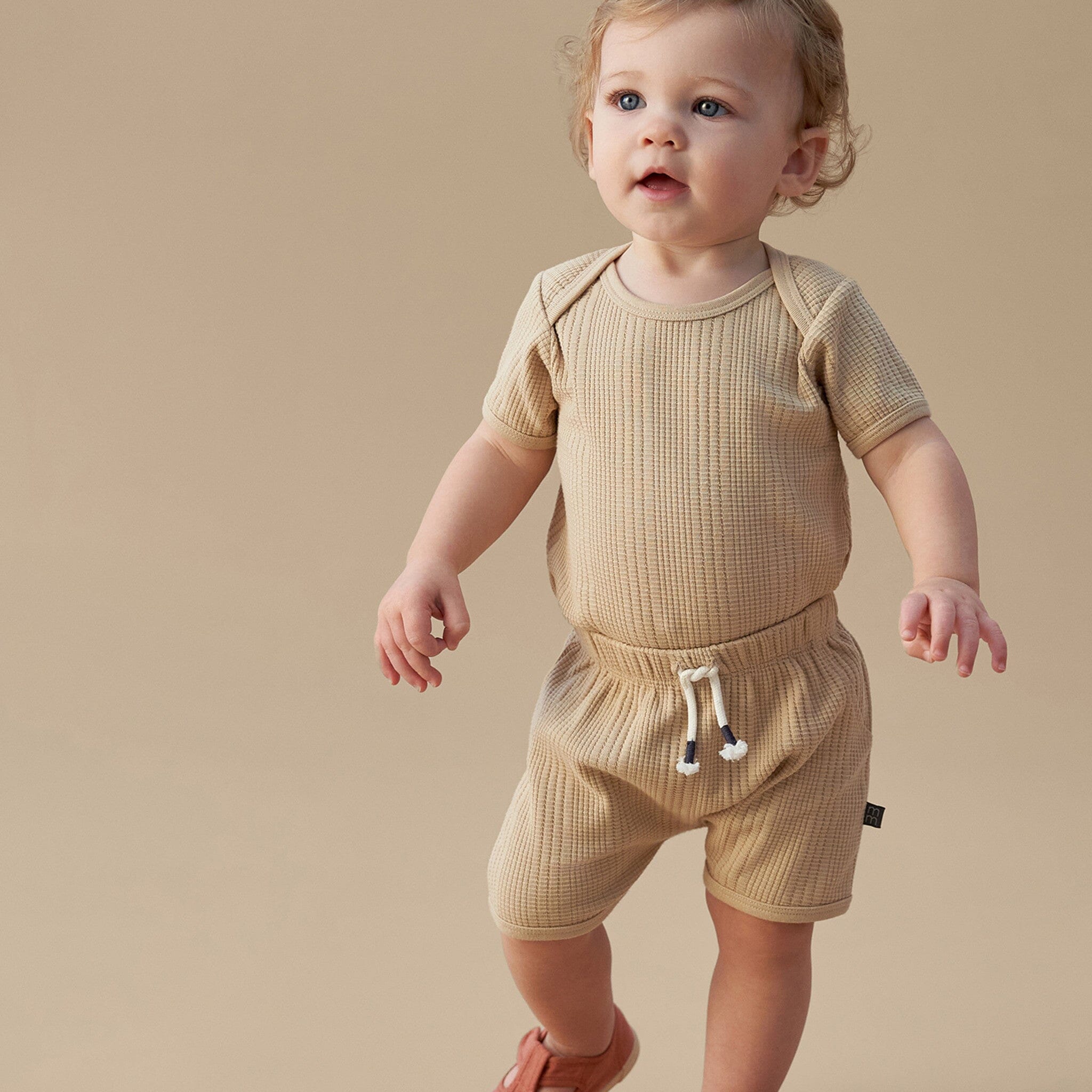 Baby Neutral Tan Dumpling Romper - Image 3