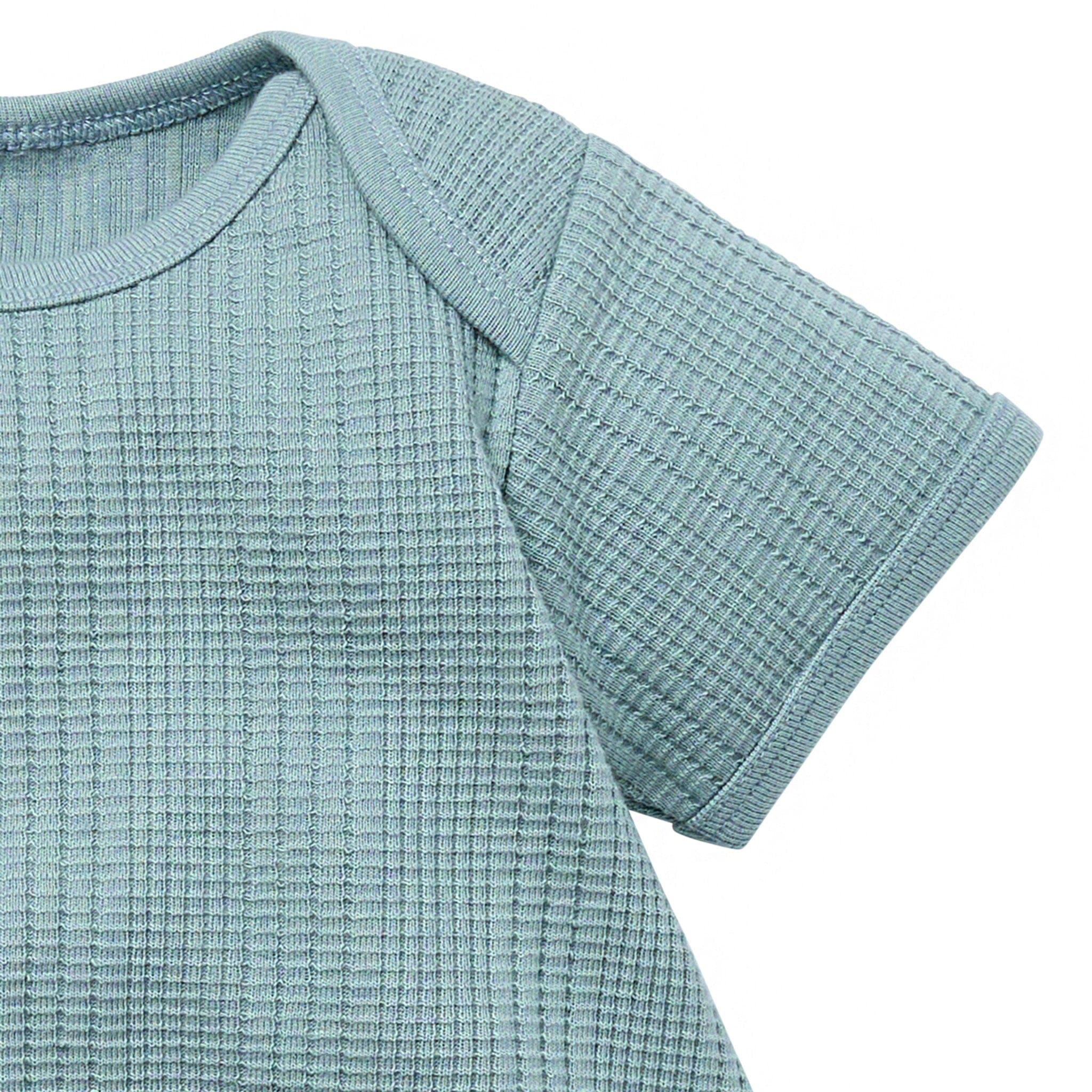 Baby Neutral Teal Dumpling Romper - Image 2