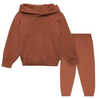 2-Piece Toddler Girls Md Brown Sweater Knit Hoodie Set