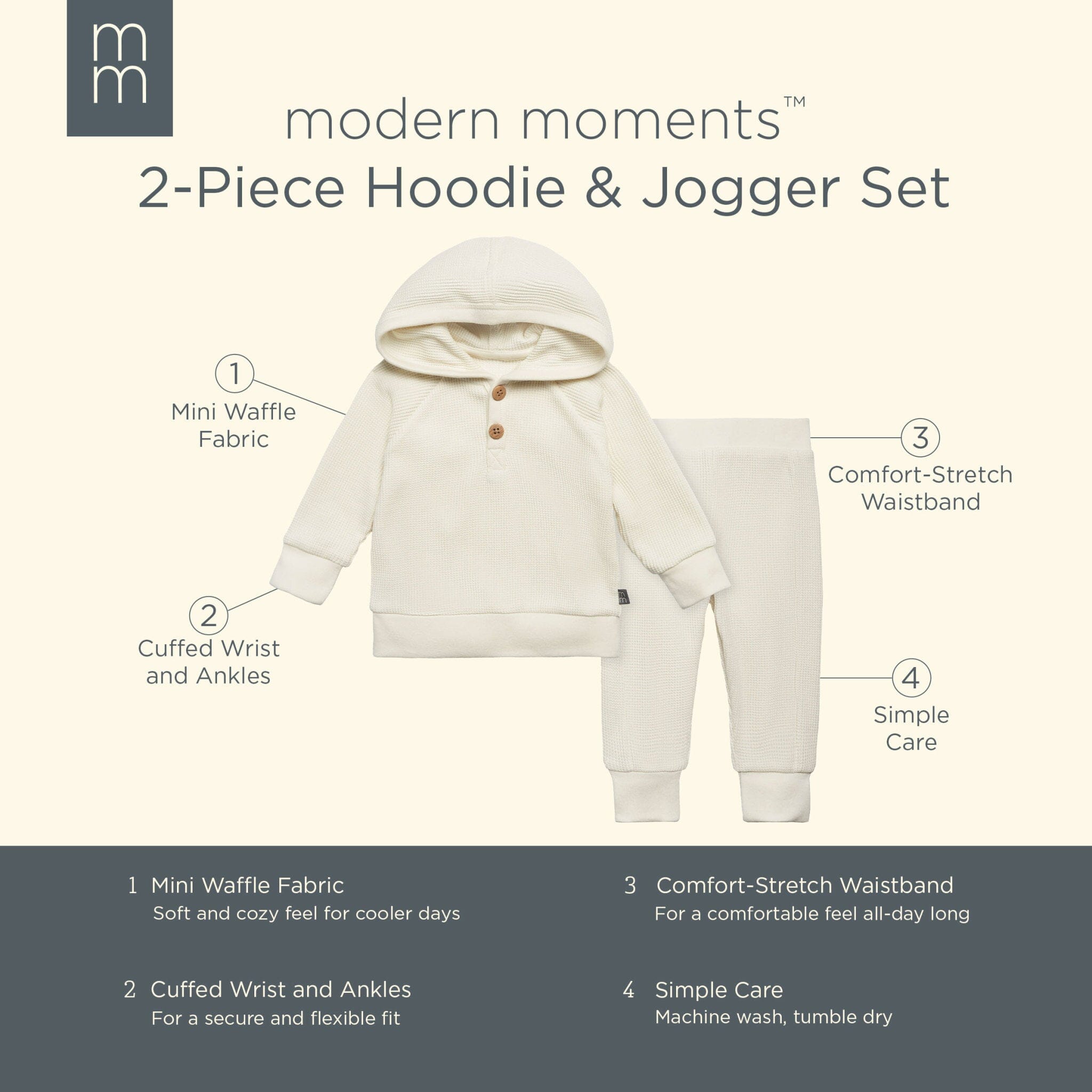 2-Piece Baby Neutral Lt Tan Hoodie and Pant Set - Image 7