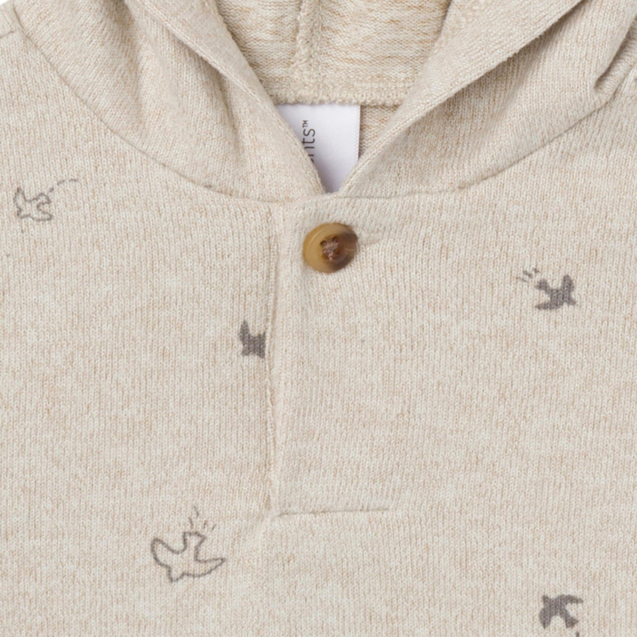 2-Piece Baby Boys Oatmeal Heather Hooded Brushed Hacci Set - Image 3