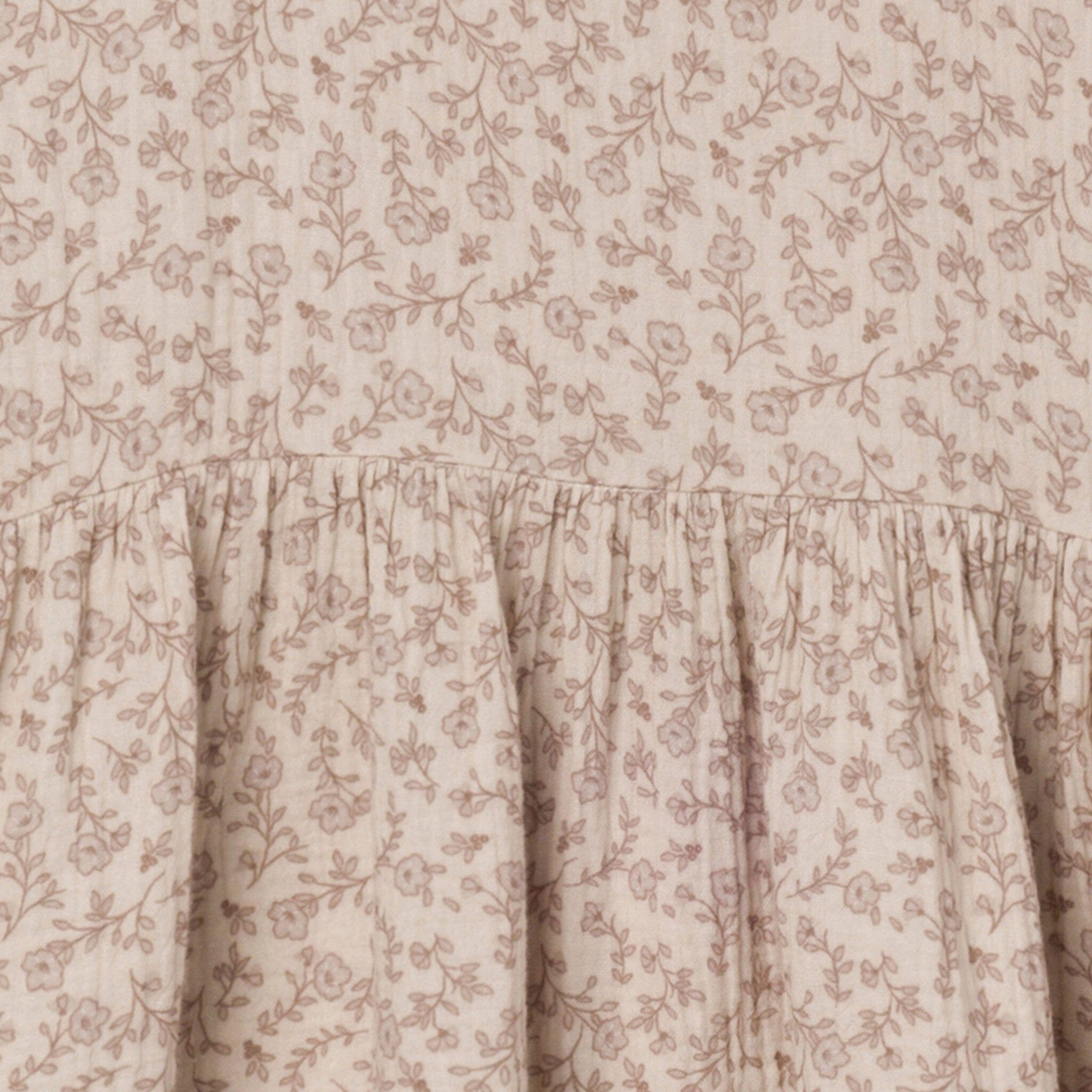 Womens Tan Floral Gauze Dress - Image 7
