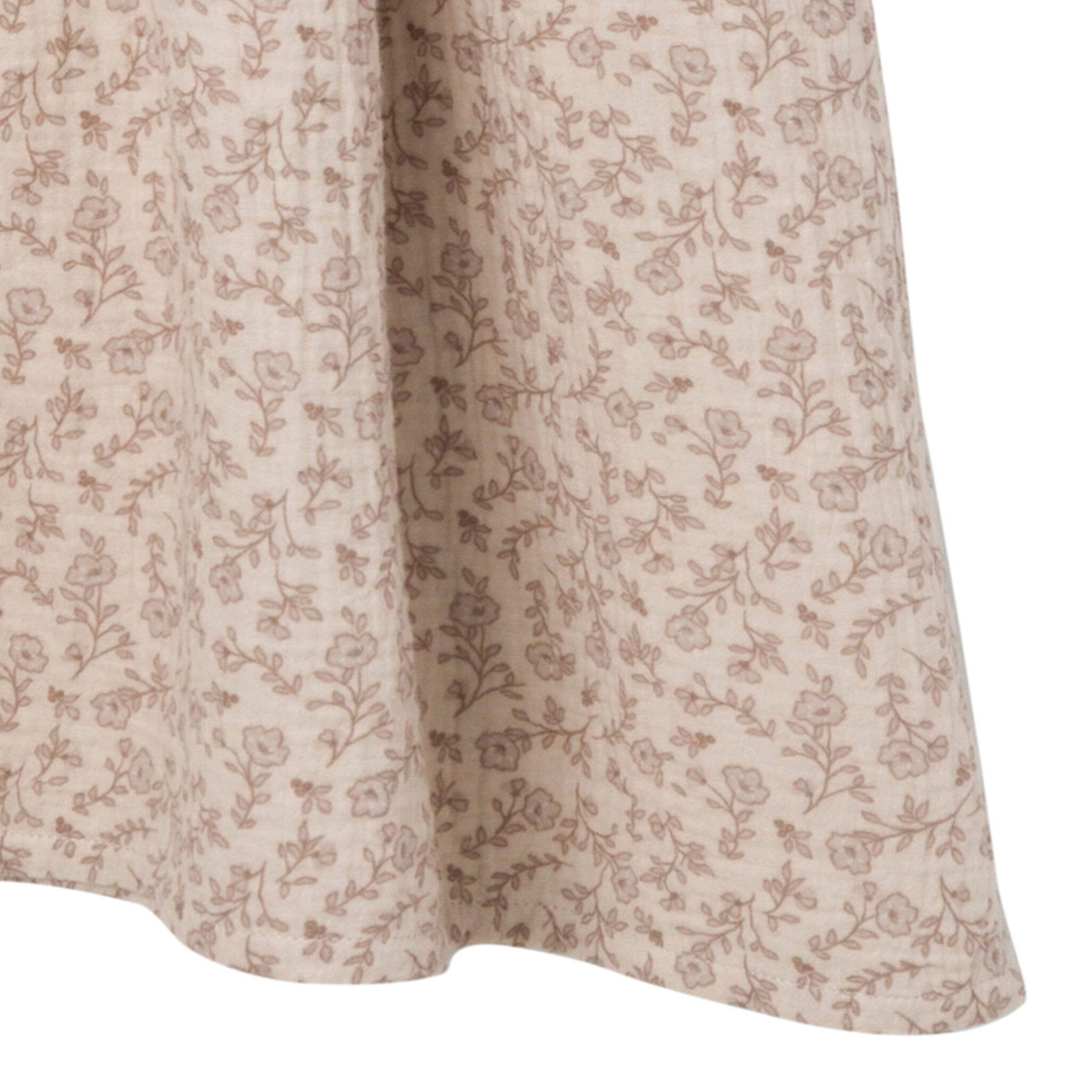 Womens Tan Floral Gauze Dress - Image 8