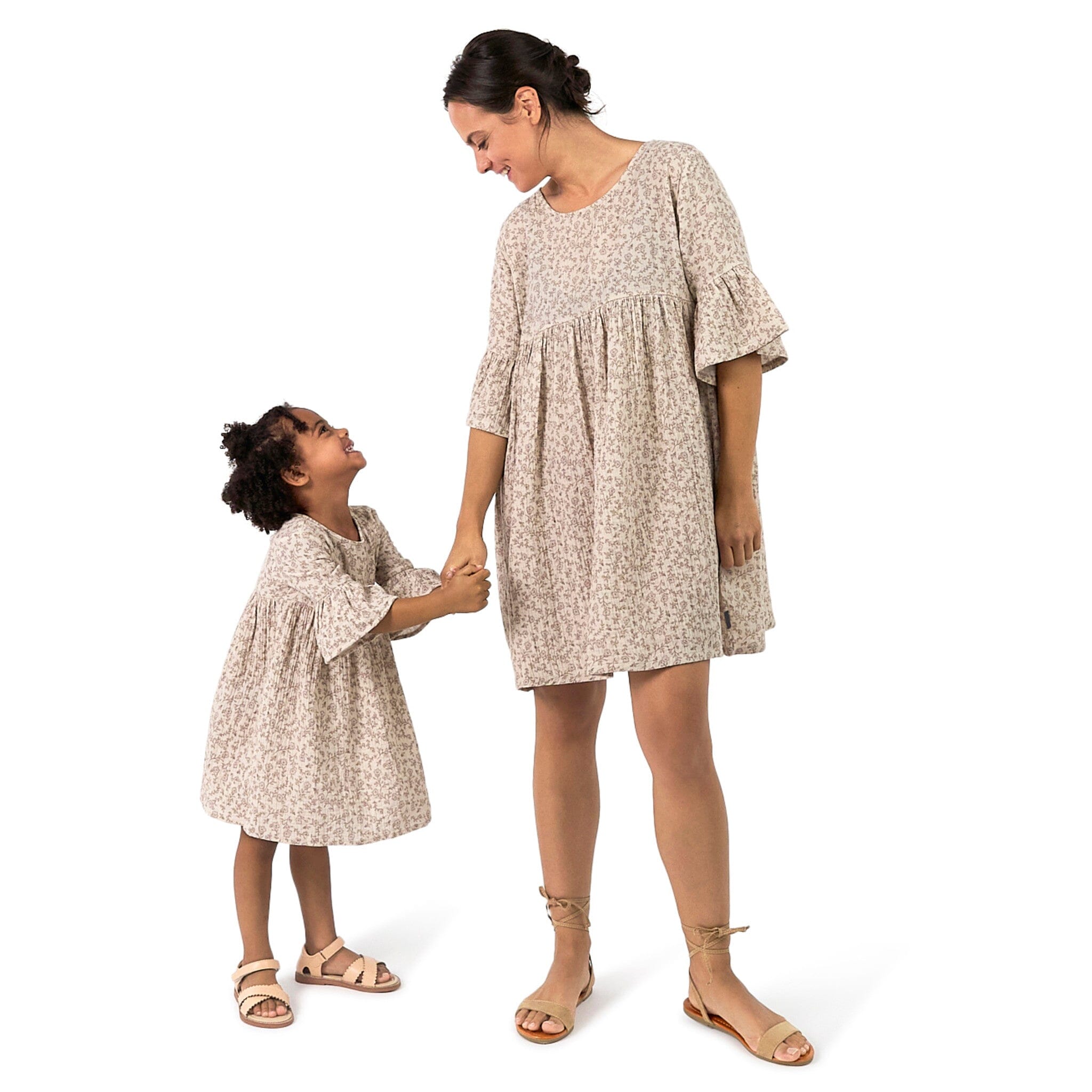 Infant & Toddler Girls Tan Floral Gauze Dress - Image 2