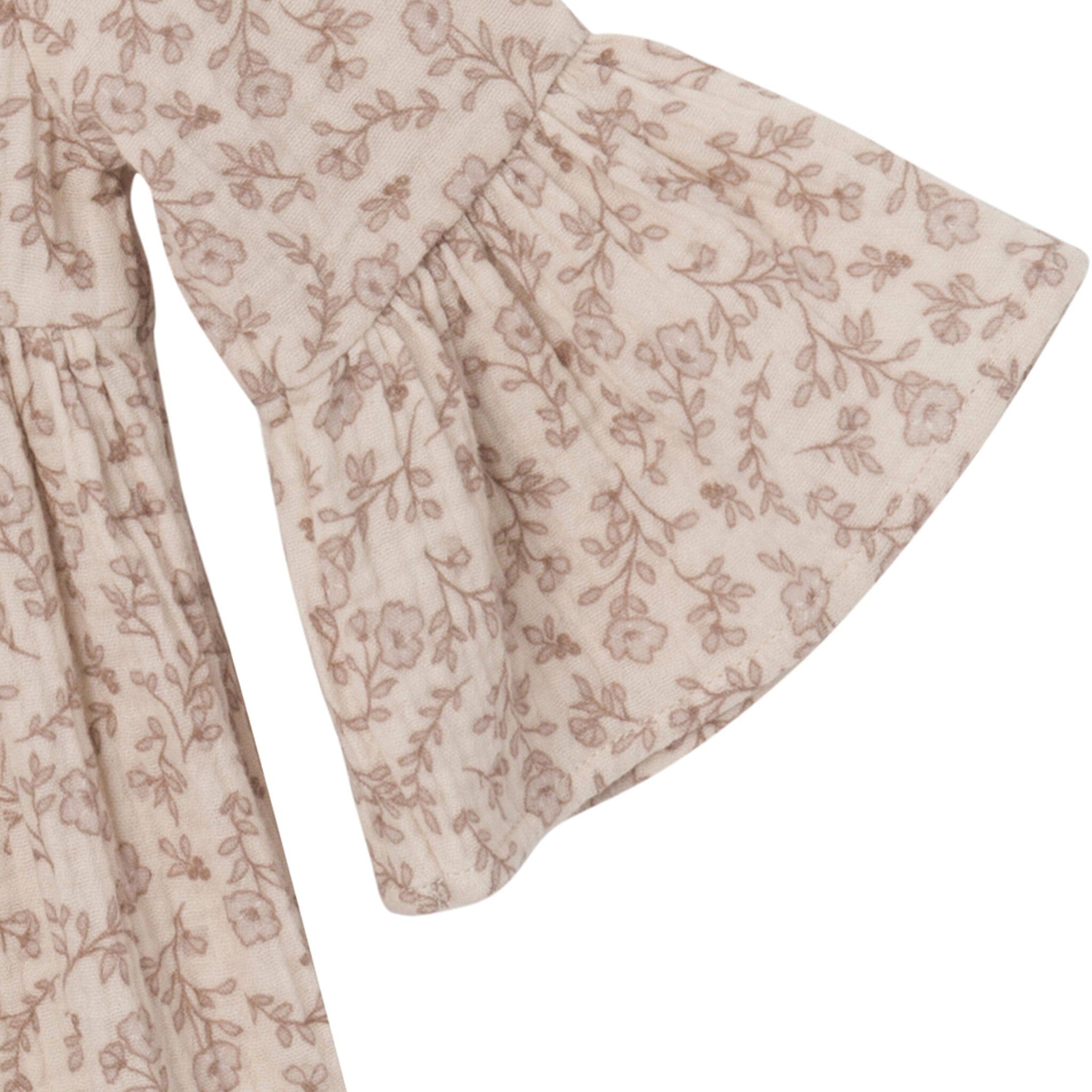 Infant & Toddler Girls Tan Floral Gauze Dress - Image 4