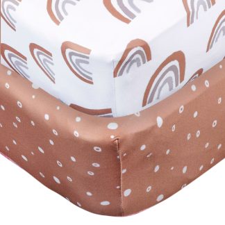 2-Pack Baby Neutral Boho Rainbow Crib Sheet