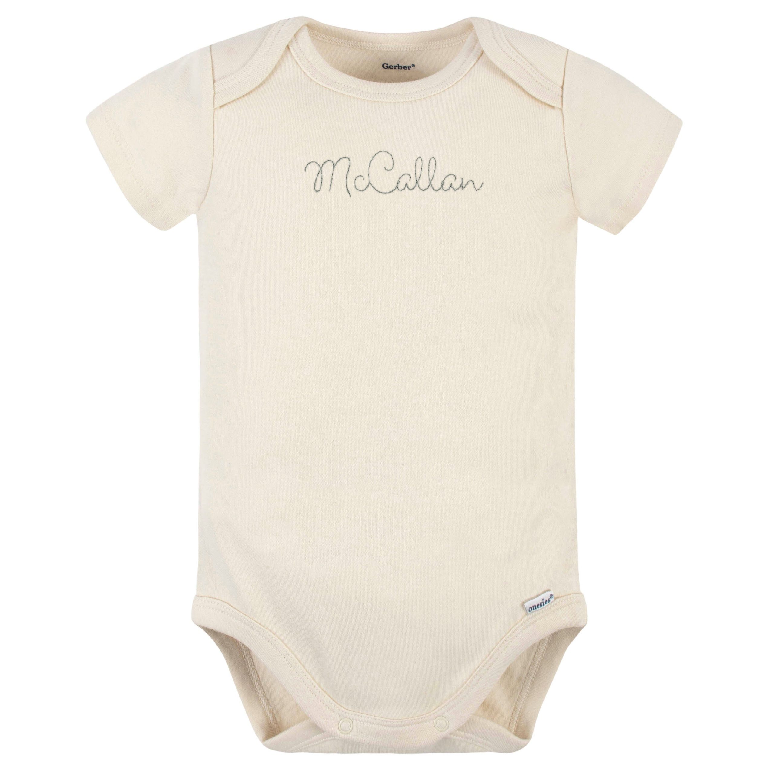 Embroidered Baby Neutral Natural Premium Short Sleeve Onesies® Bodysuit - Image 3