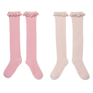 2-Pack Toddler Girls Pink Lace Knee Socks