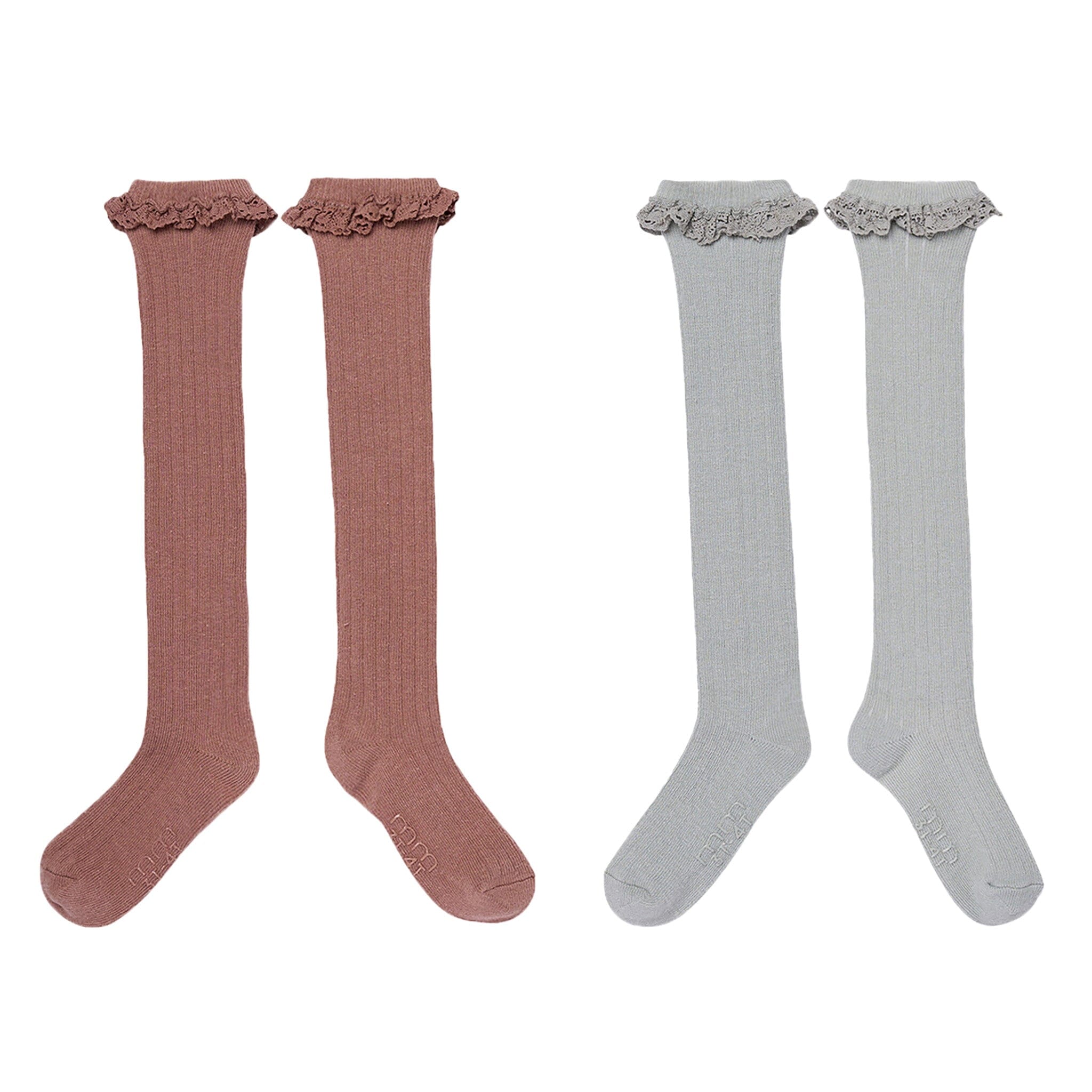 2-Pack Toddler Girls Neutral Lace Knee Socks
