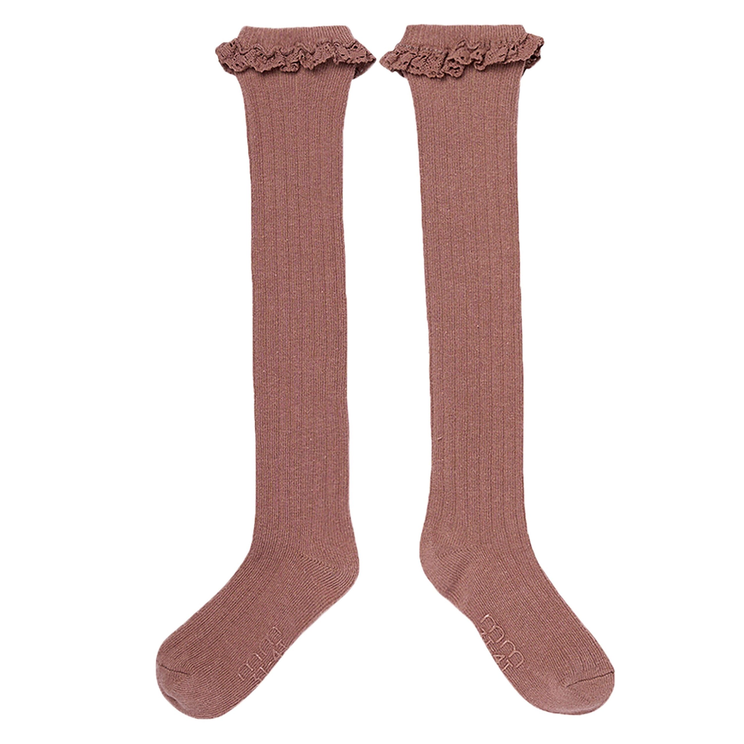 2-Pack Toddler Girls Neutral Lace Knee Socks - Image 2