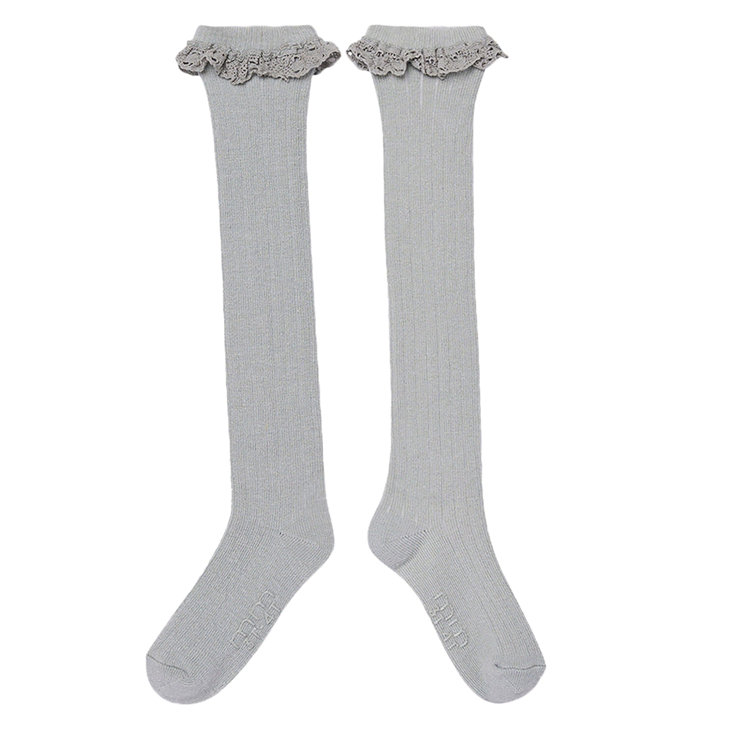 2-Pack Toddler Girls Neutral Lace Knee Socks - Image 5