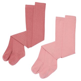 2-Pack Toddler Girls Pink Pointelle Ribbed Tights