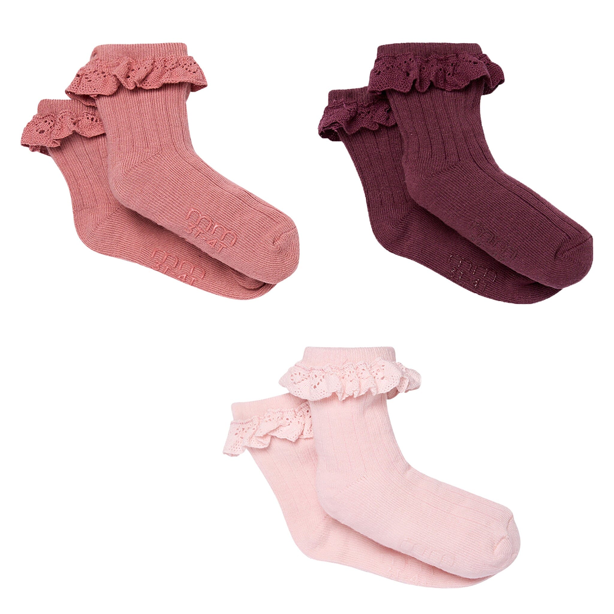 3-Pack Toddler Girls Pink Lace Socks