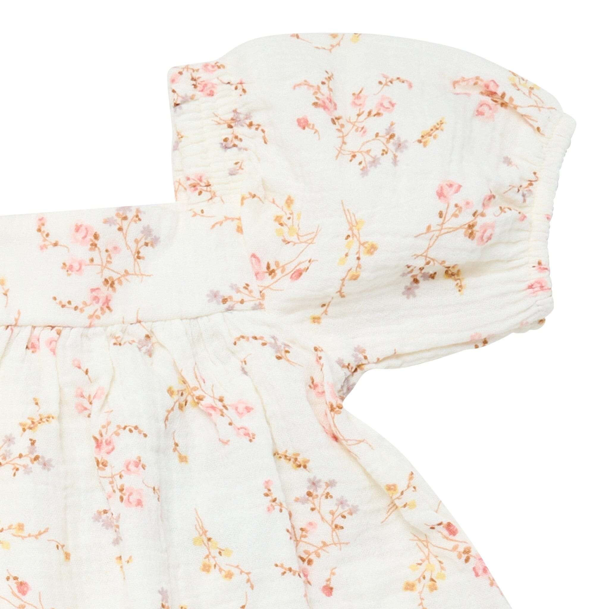 2-Piece Baby Girls Ivory Bunches Floral Puffed Sleeve Dress and Diaper Cover Set - Image 4