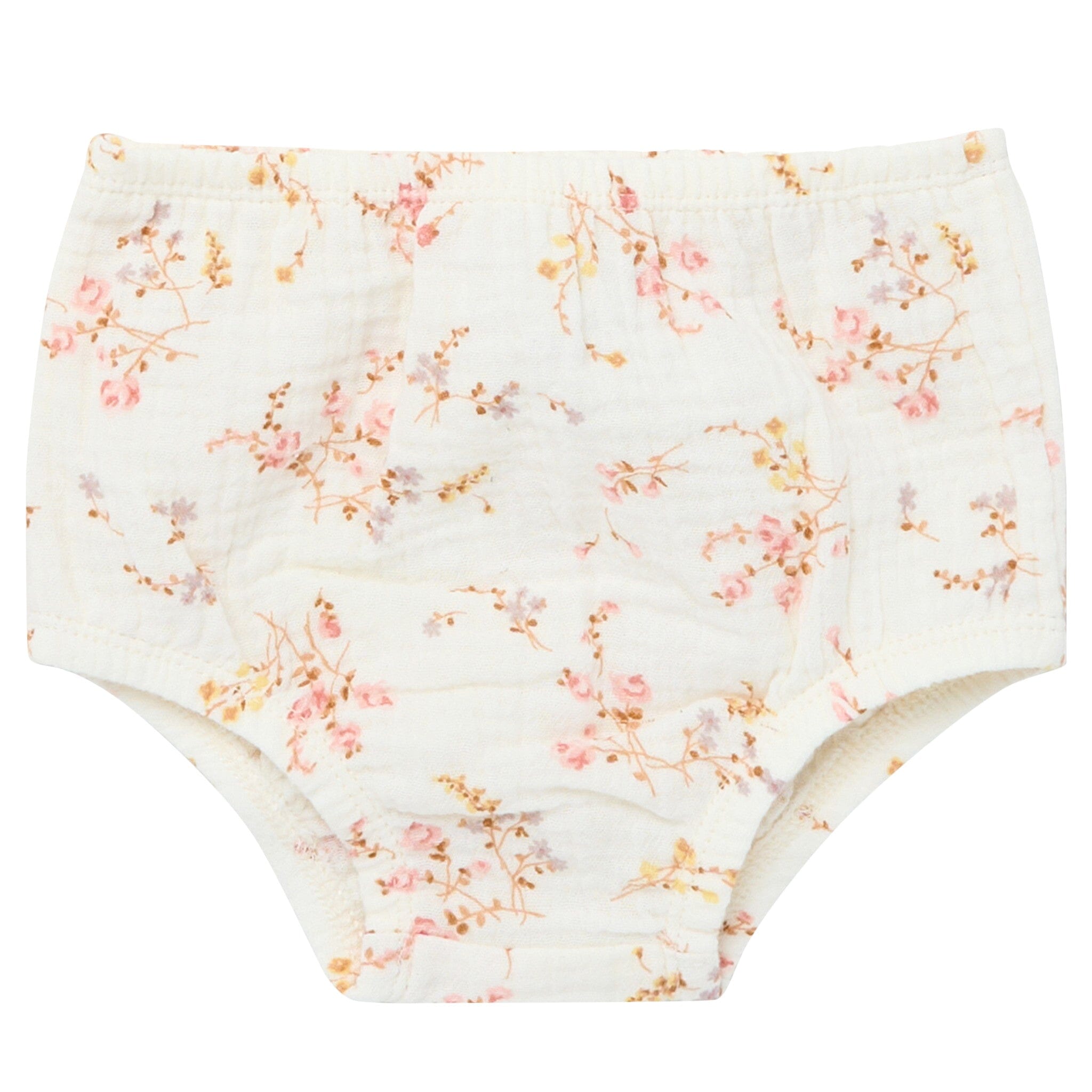 2-Piece Baby Girls Ivory Bunches Floral Puffed Sleeve Dress and Diaper Cover Set - Image 6