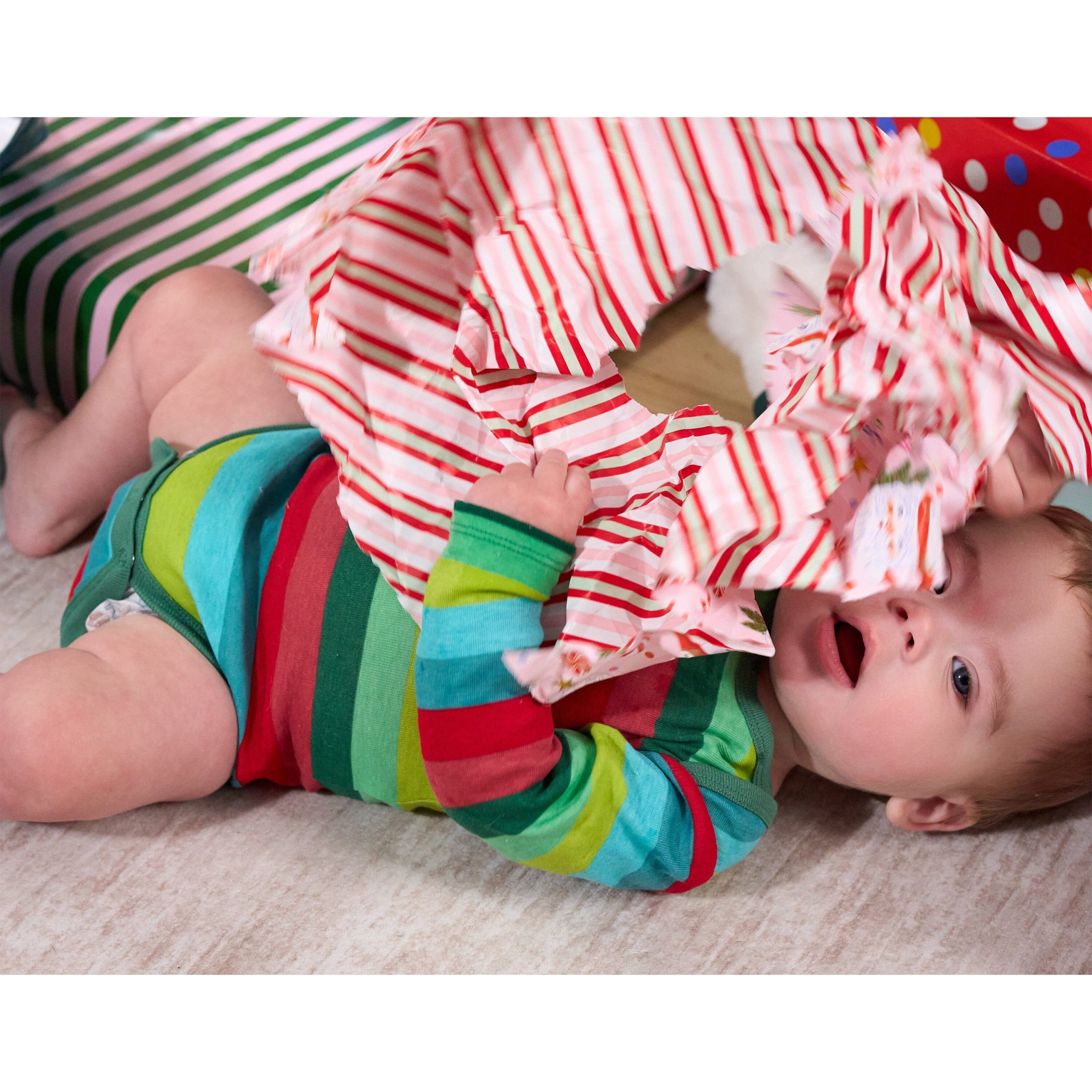 3-Pack Baby Neutral Joyful Stripe Long Sleeve Onesies® Bodysuits - Image 2