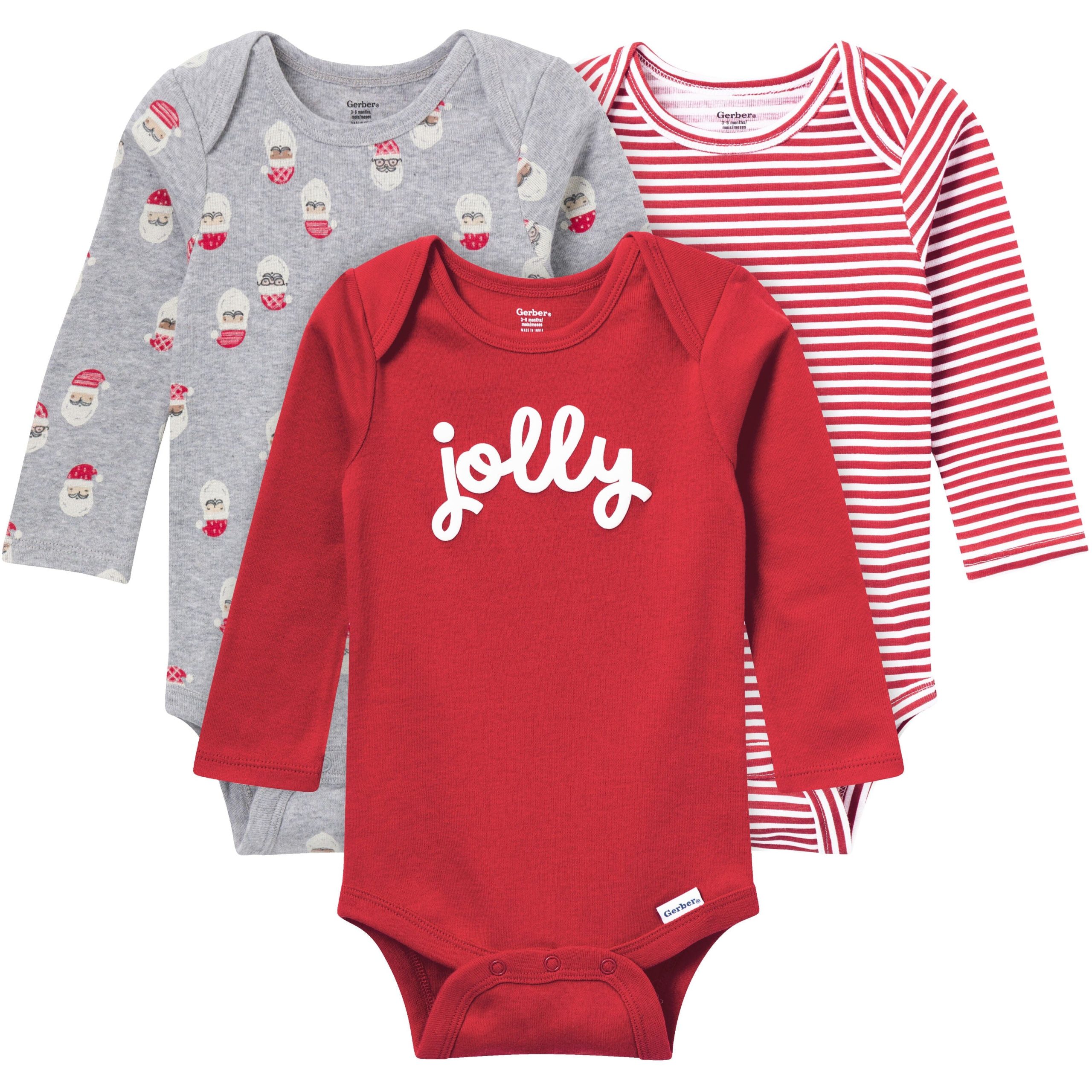 3-Pack Baby Neutral Jolly Long Sleeve Onesies® Bodysuits