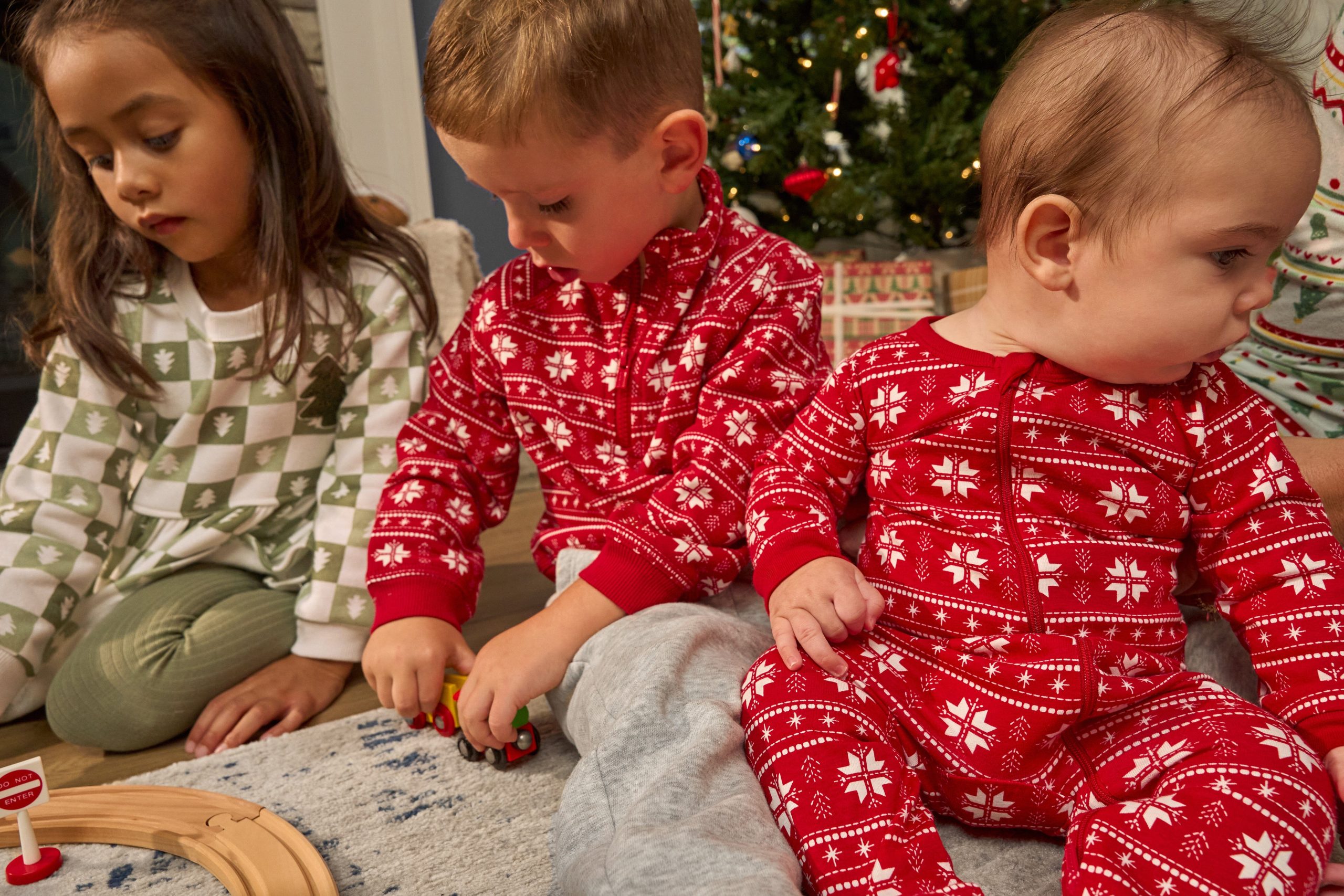 Baby Neutral Red Fair Isle Sleep 'N Play - Image 2
