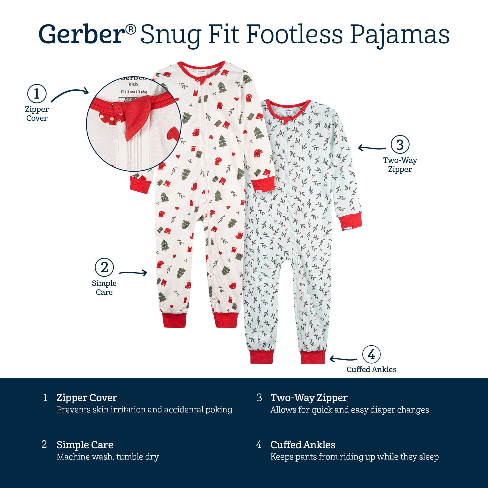 2-Pack Infant & Toddler Girls Ivory Gifts Snug Fitting Footless Pajamas - Image 12