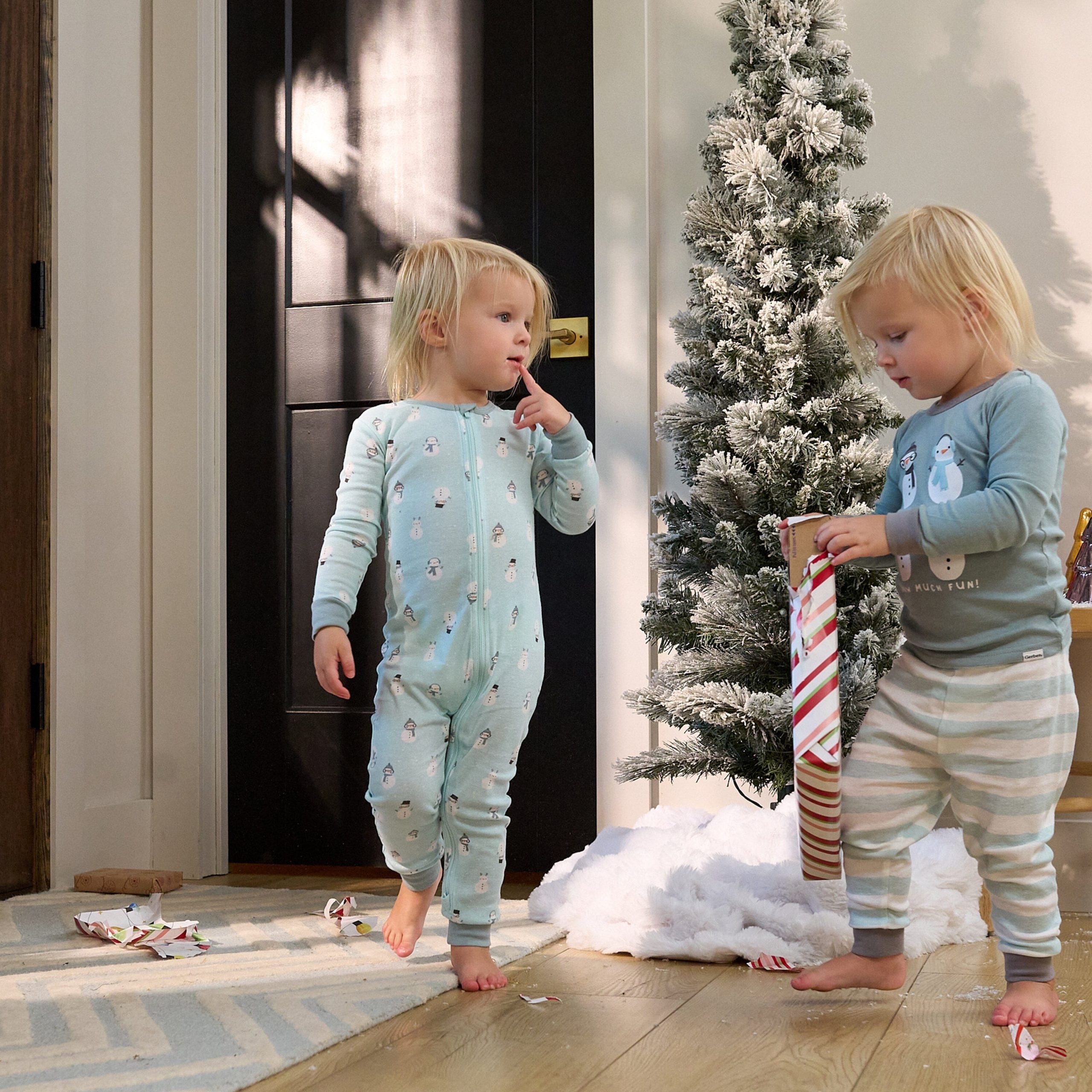 2-Pack Infant & Toddler Snowman Stripe Snug Fit Footless Pajamas - Image 3