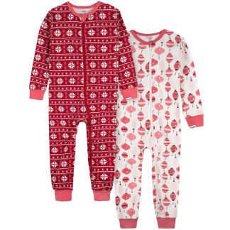 2-Pack Infant & Toddler Girls Ornaments Snug Fit Footless Pajamas