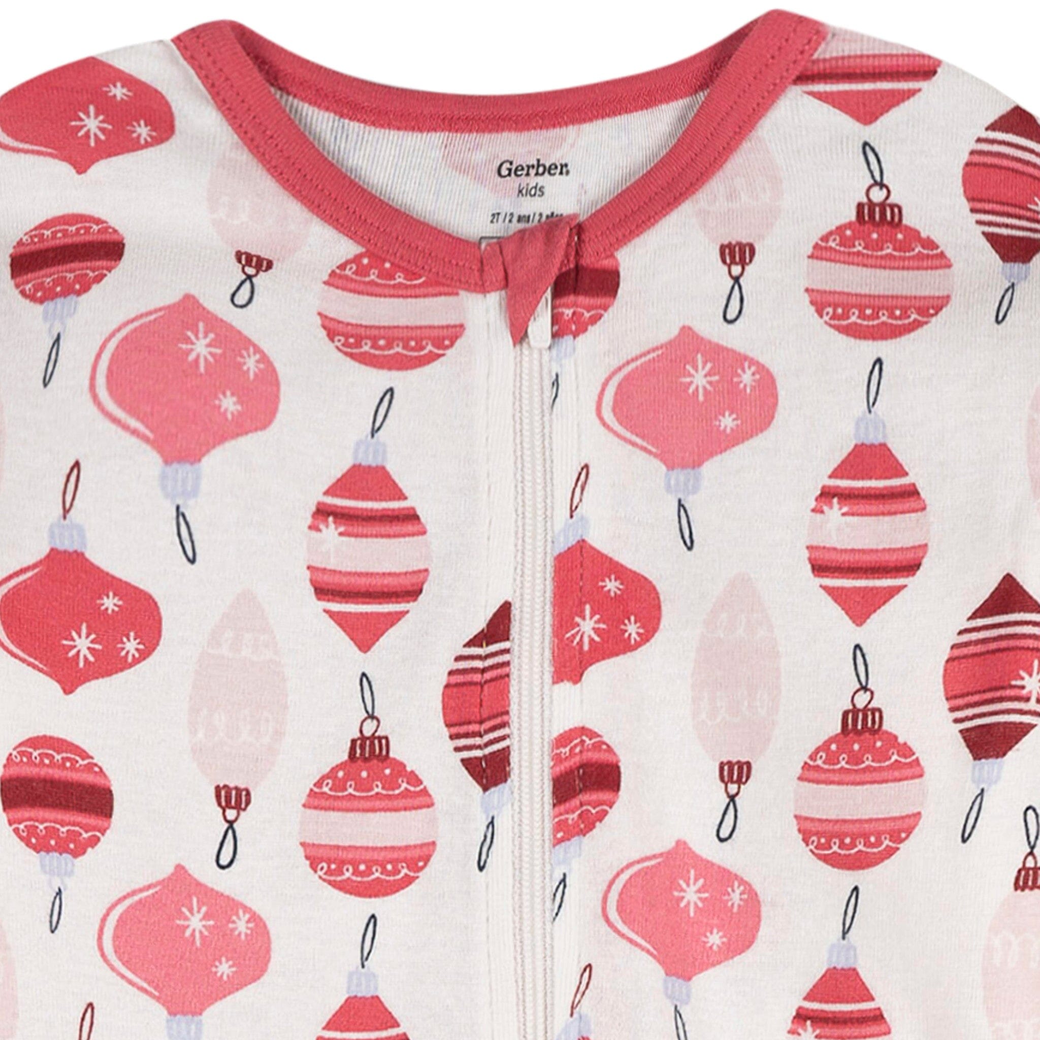2-Pack Infant & Toddler Girls Ornaments Snug Fit Footless Pajamas - Image 4