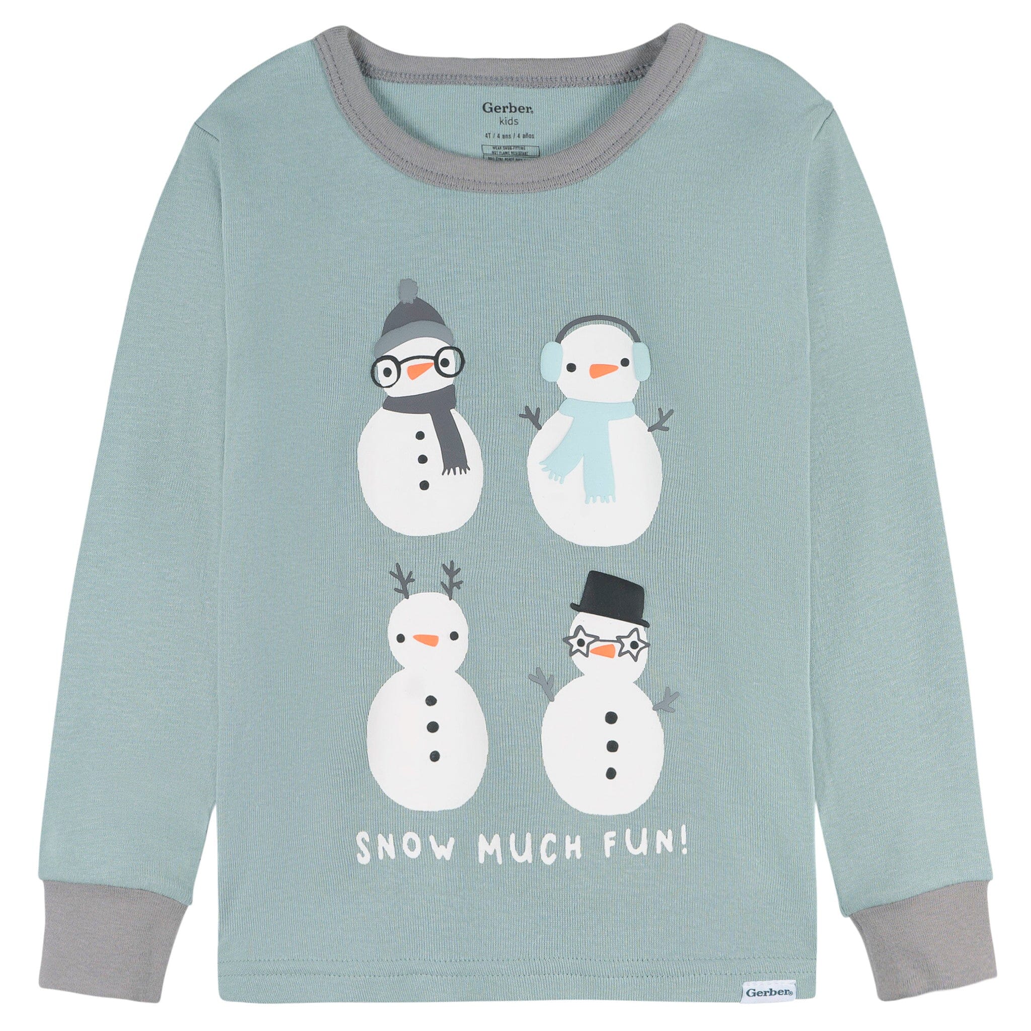 2-Piece Infant & Toddler Snowman Stripe Snug Fit Pajama Set - Image 3
