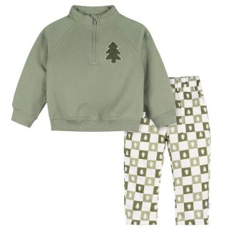 2-Piece Infant & Toddler Boys Green Trees Fleece Top and Pants