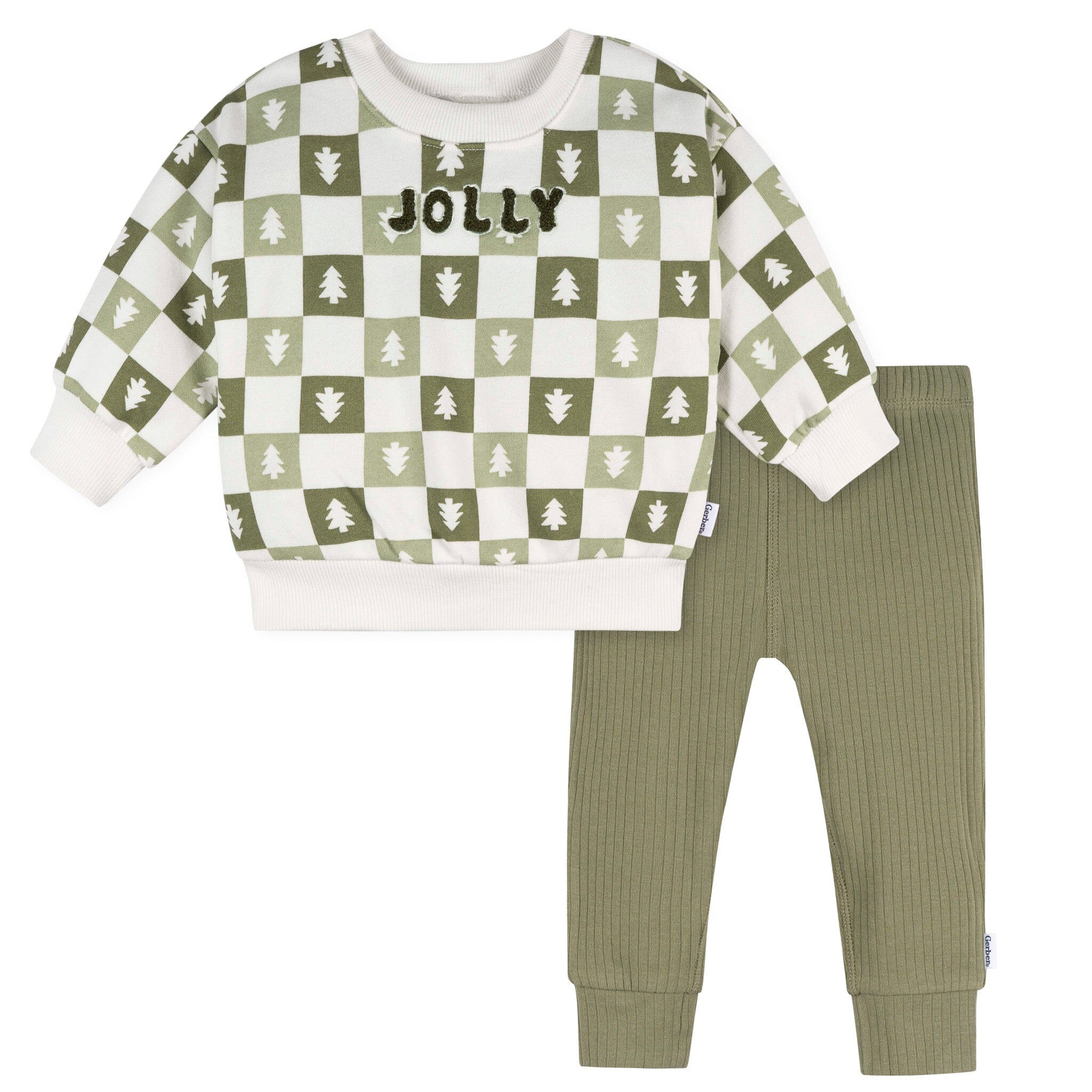 2-Piece Baby Boys Green Trees Sweatshirt and Pant Set