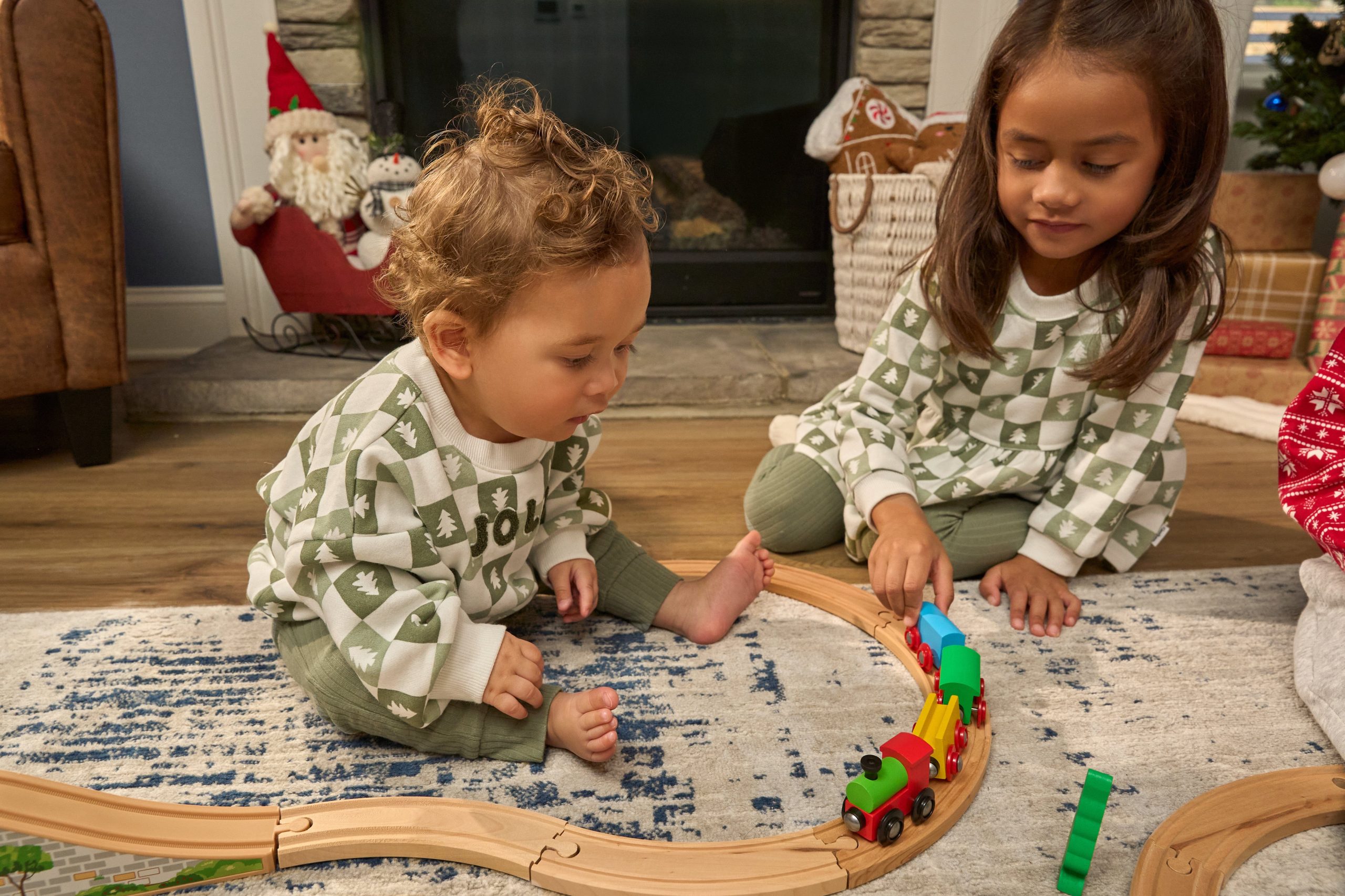 2-Piece Baby Boys Green Trees Sweatshirt and Pant Set - Image 2