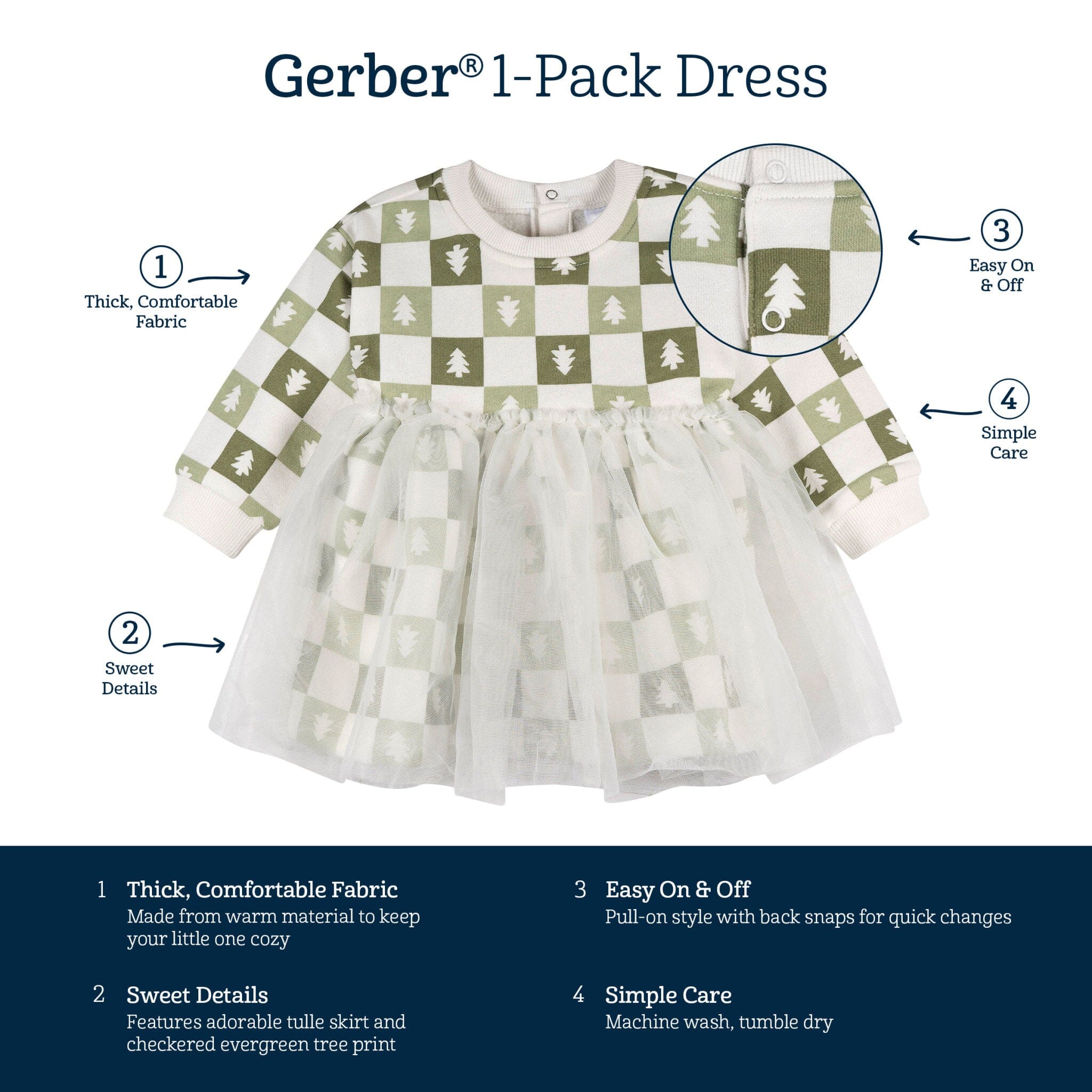 Baby Girls Green Trees Tulle Dress - Image 6