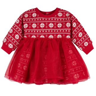 Baby Girls Red Snowflakes Tulle Dress