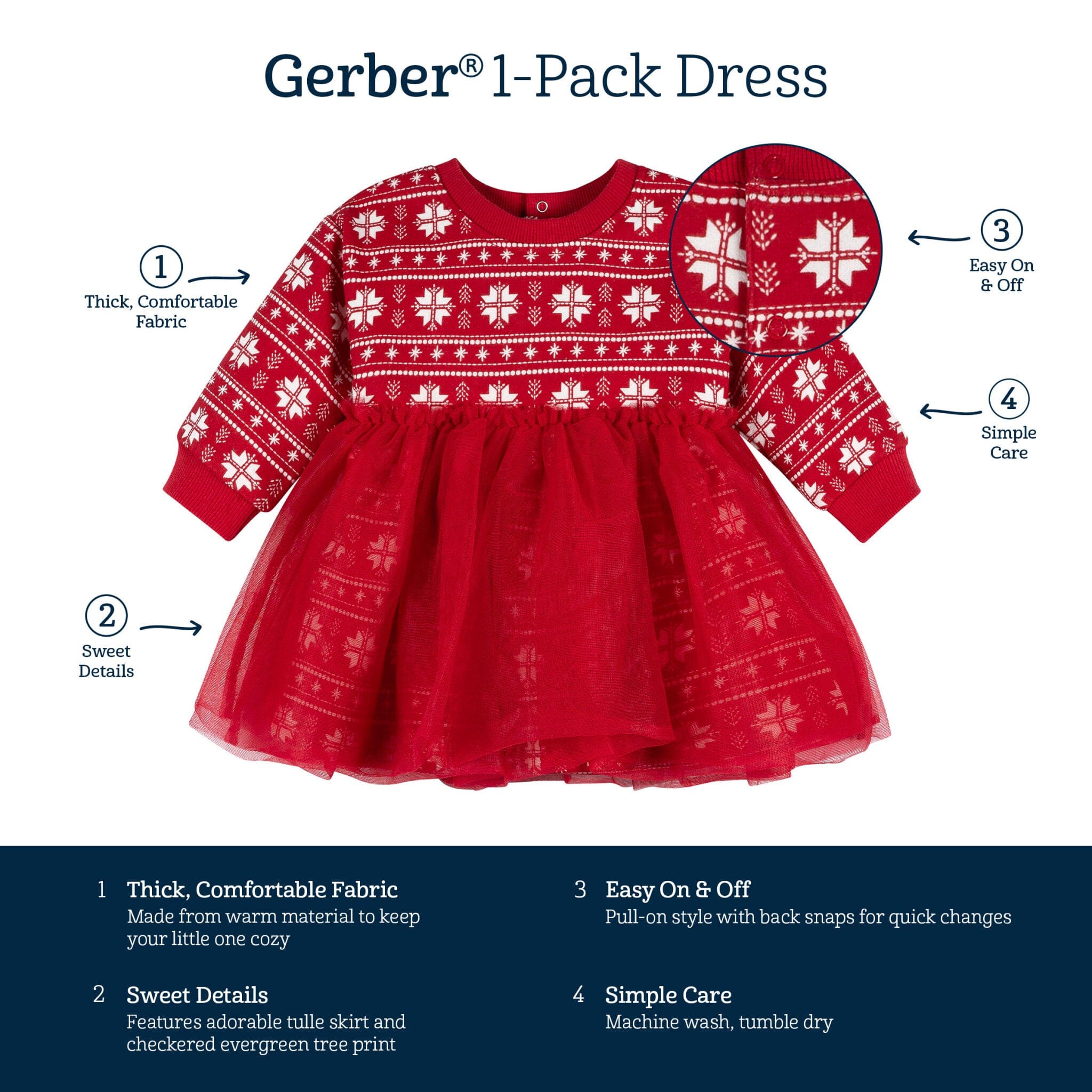 Baby Girls Red Snowflakes Tulle Dress - Image 6