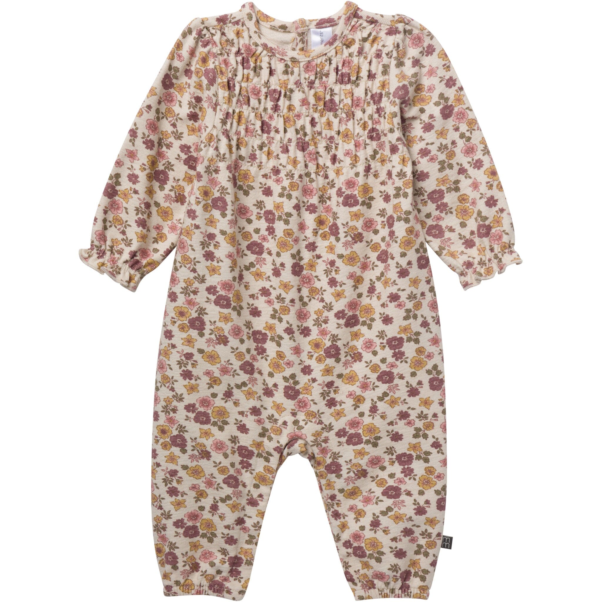 Baby Girls Rainy Day Floral Smocked Long Leg Romper