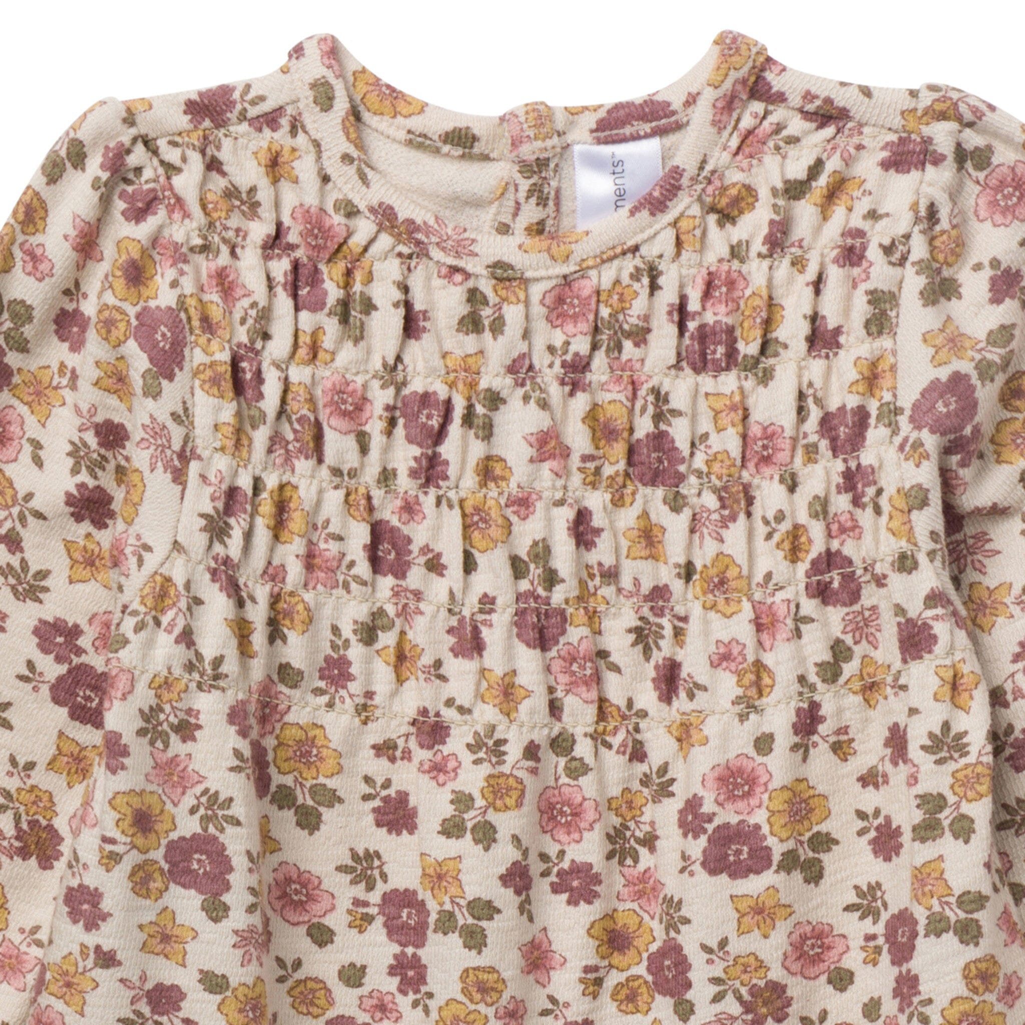 Baby Girls Rainy Day Floral Smocked Long Leg Romper - Image 2